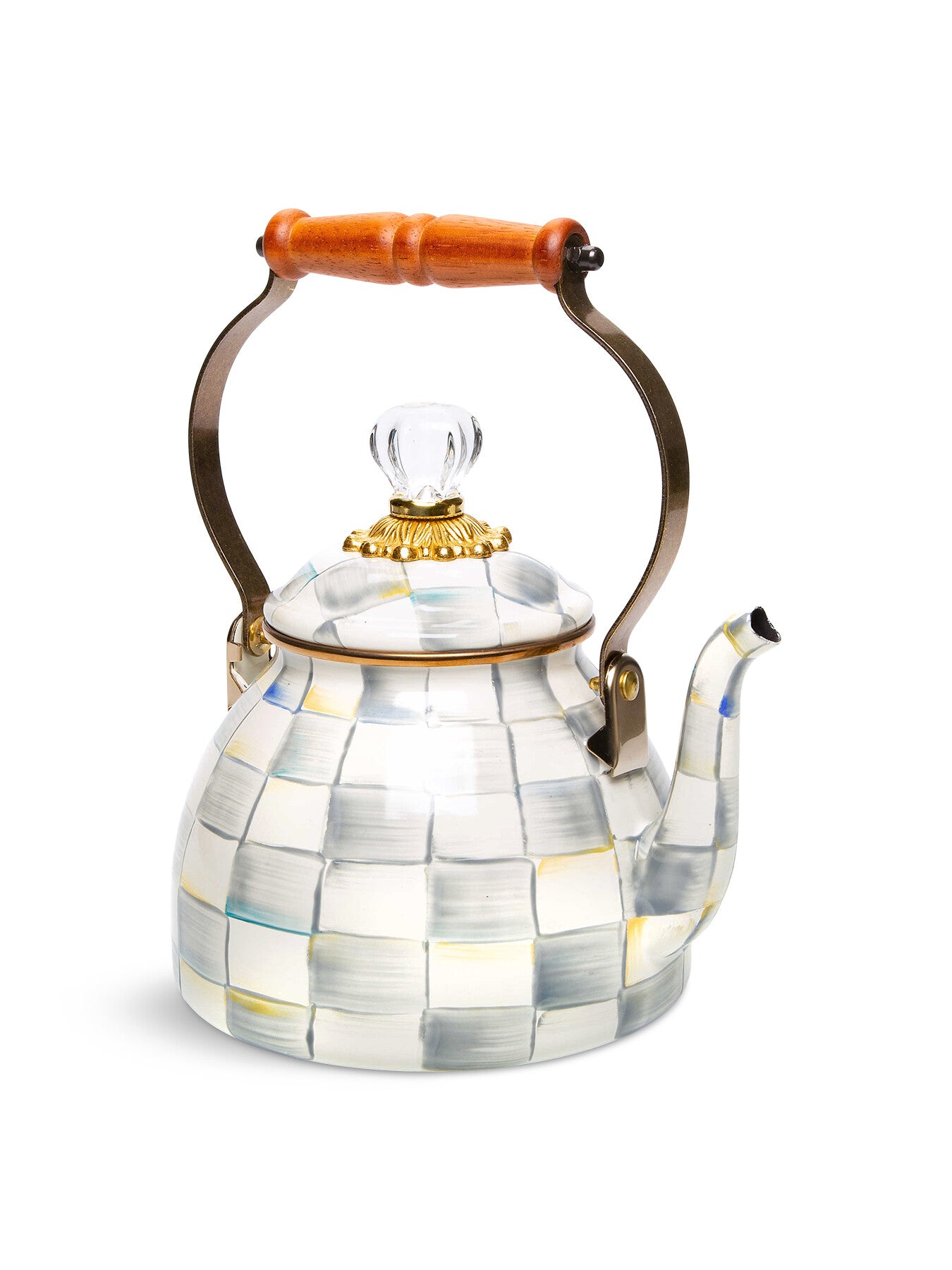 Sterling Check Enamel Tea Kettle - 2 Quart
