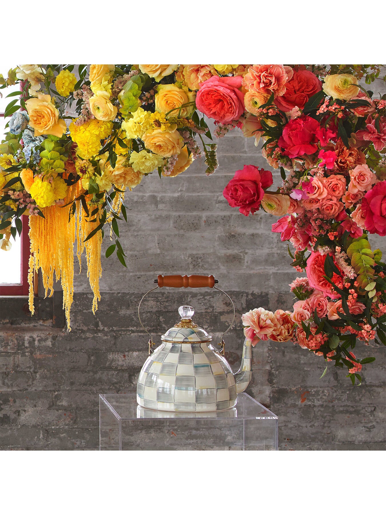 Sterling Check Enamel Tea Kettle - 2 Quart