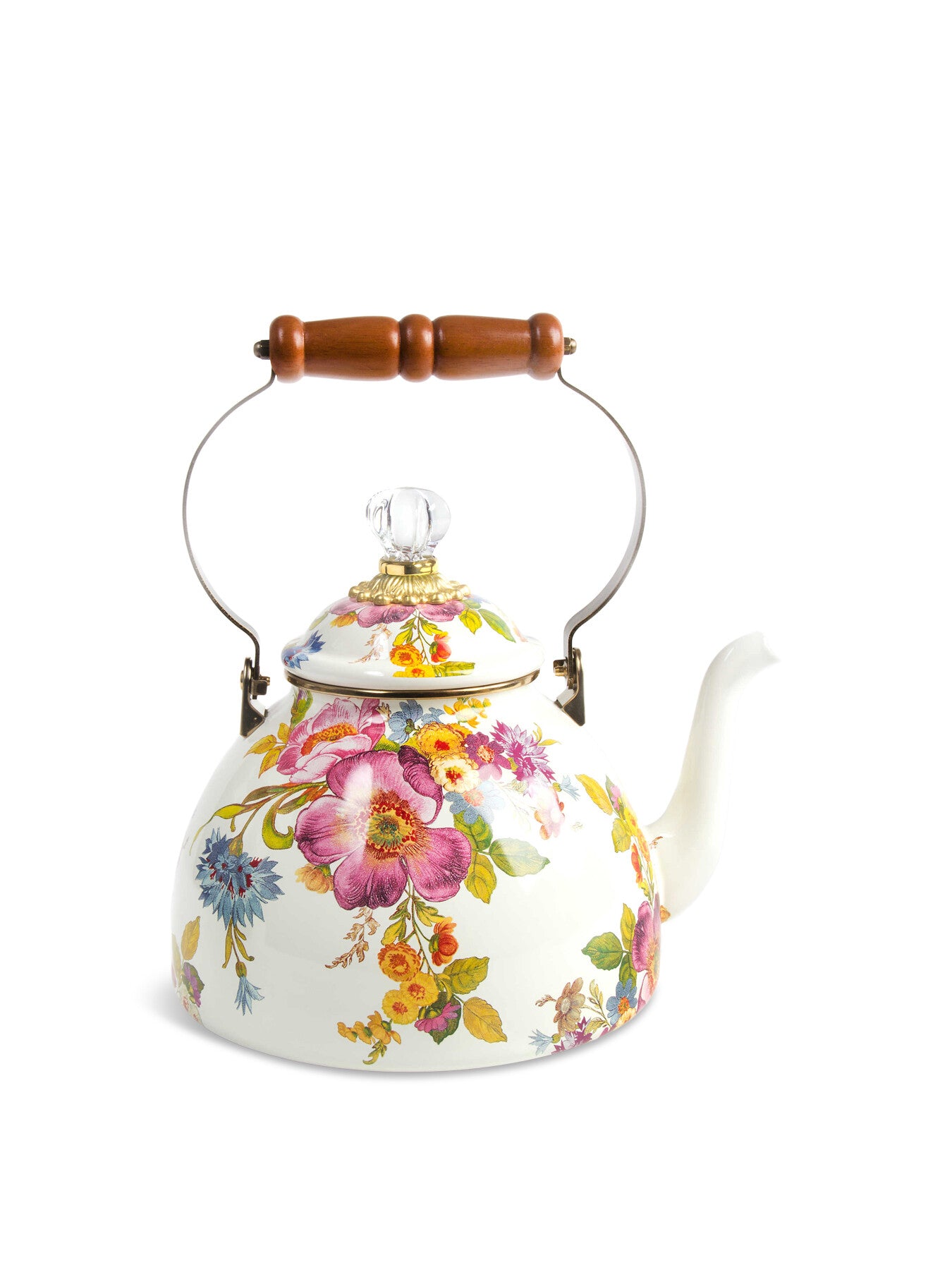 Flower Market 3 Quart Tea Kettle - White