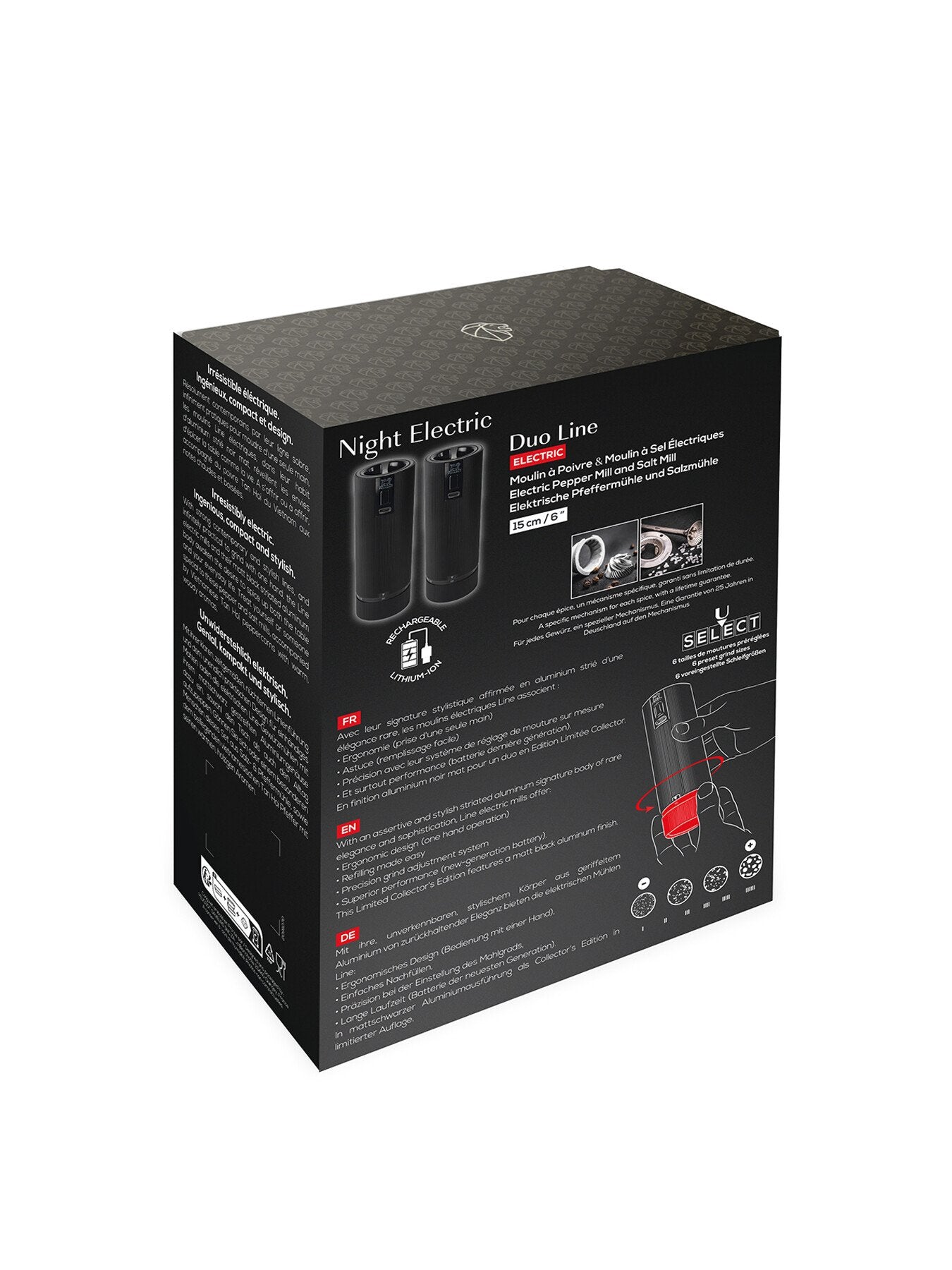 Line Electric Duo Night Salt Pepper Mill Set