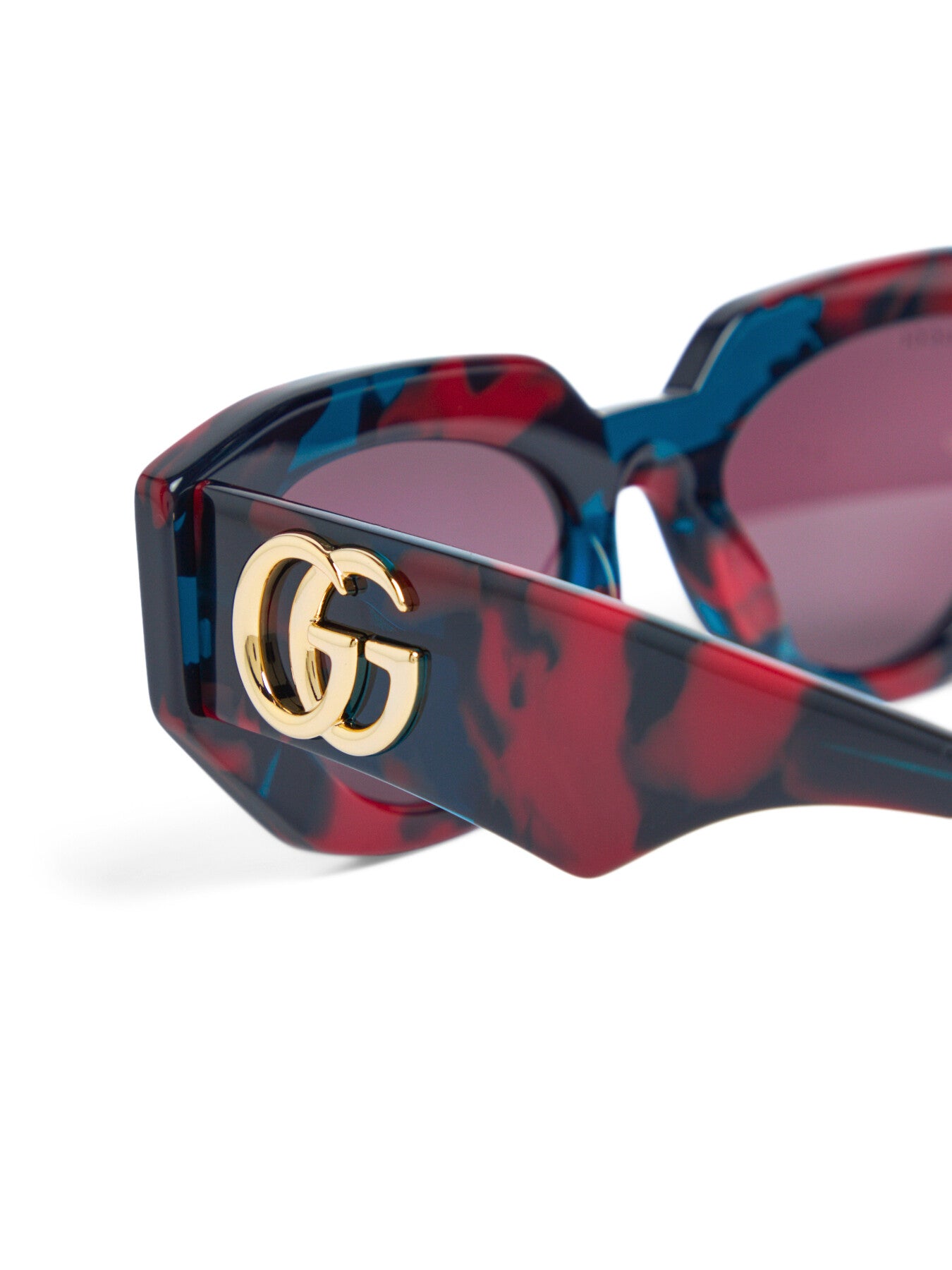GG1421S Slim Round Acetate Large GG Logo Sunglasses