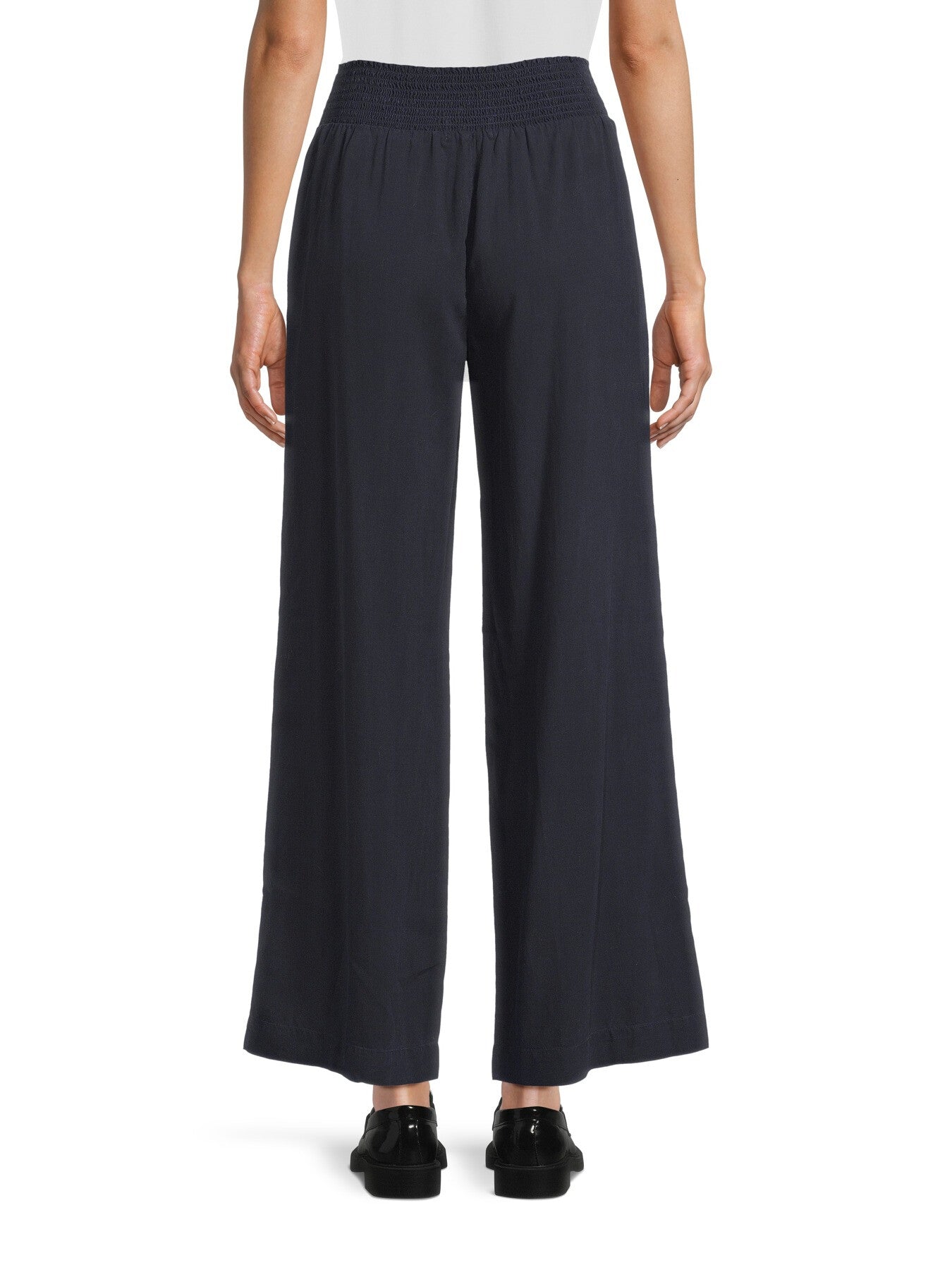 Smocked Waist Wide Leg Trousers