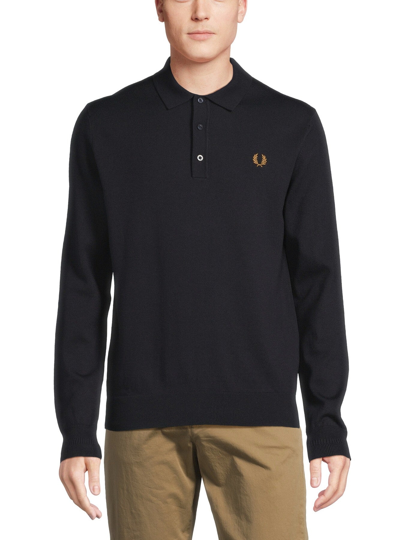 Long Sleeve Knitted Polo Shirt