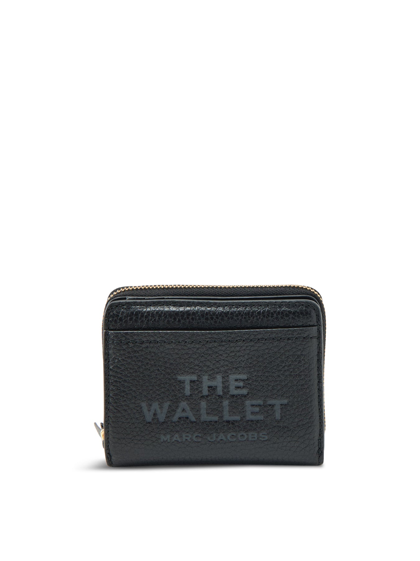 Leather Mini Compact Wallet Black