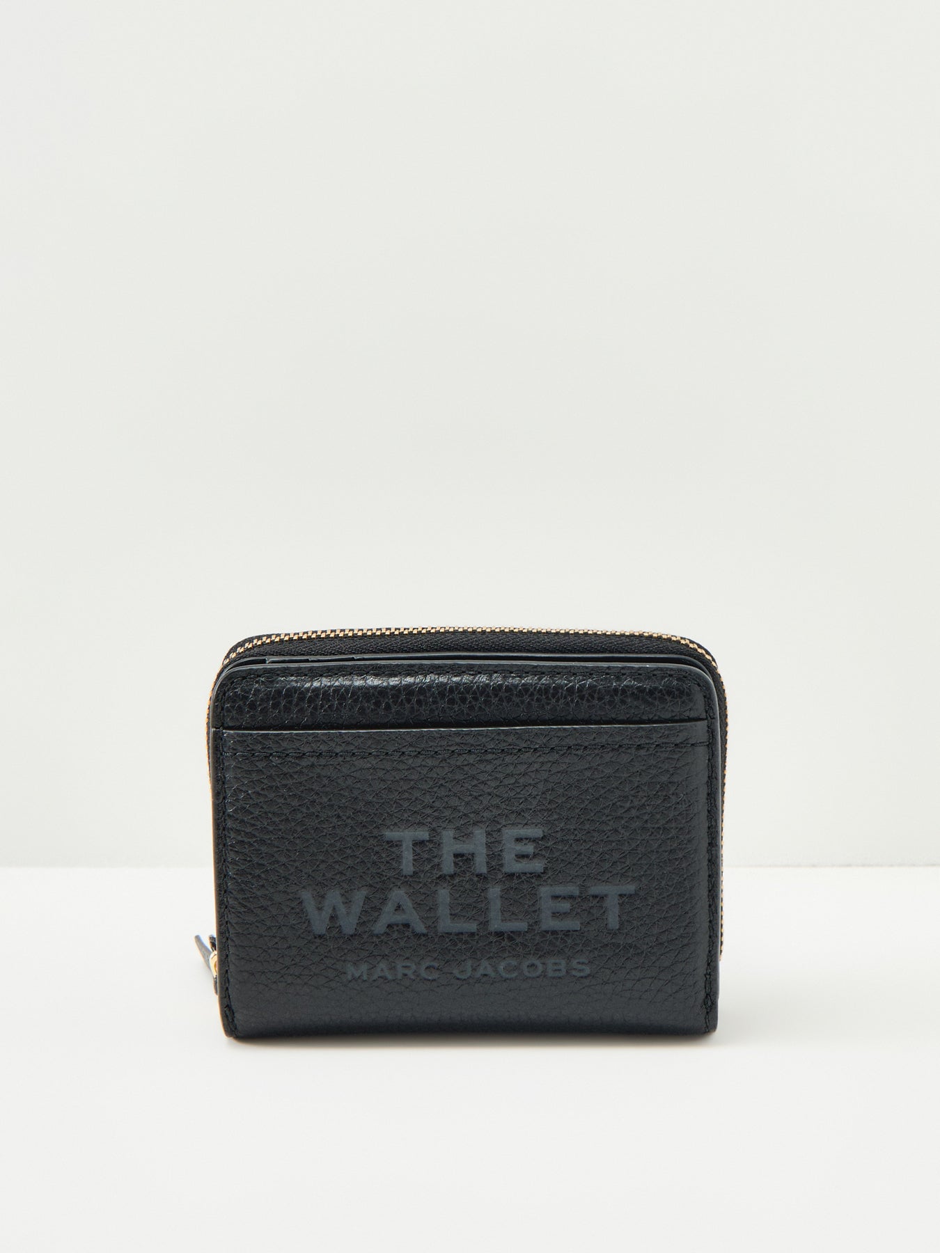 Leather Mini Compact Wallet Black