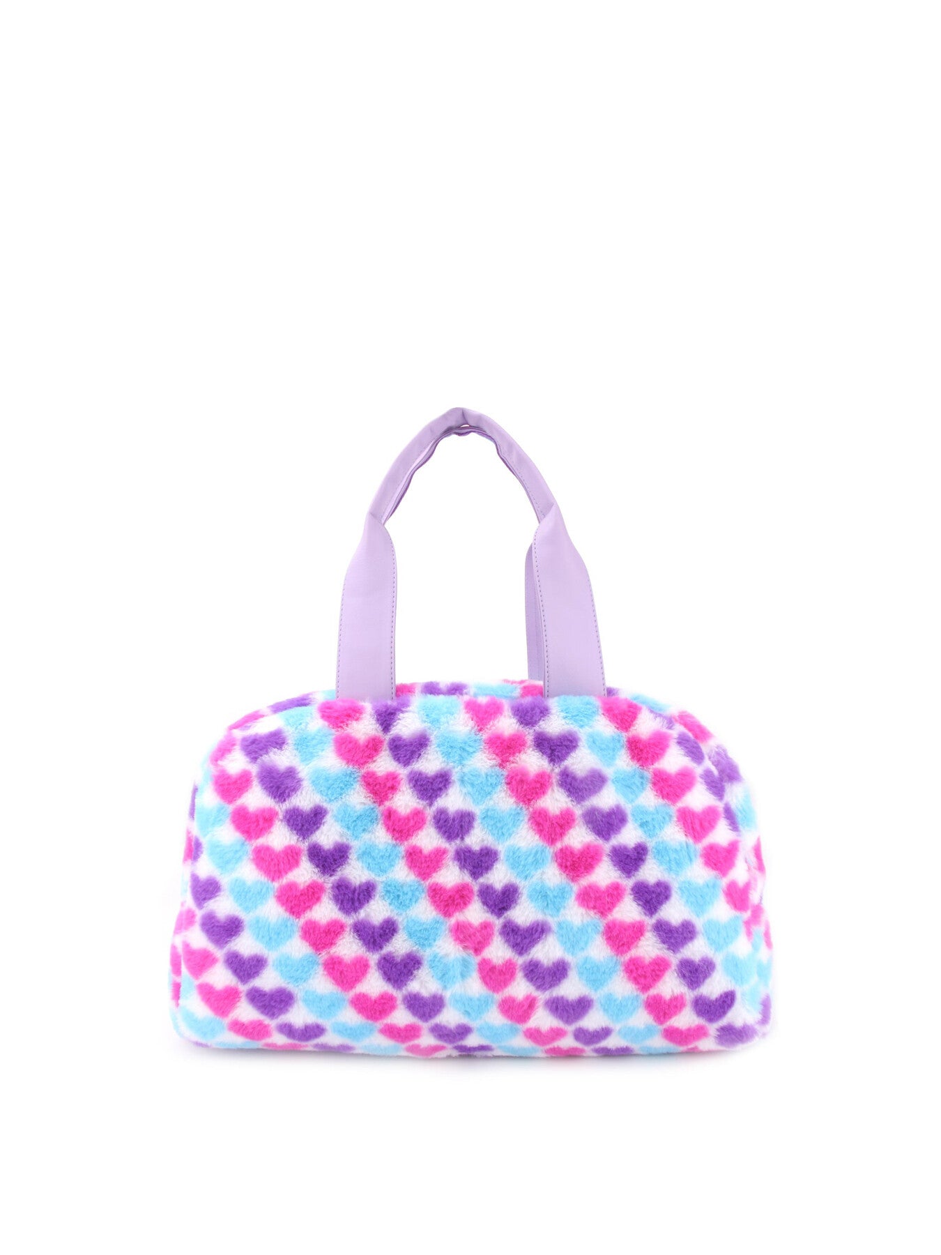 DANCE HEART PRINT FAUX FUR MEDIUM DUFFLE BAG