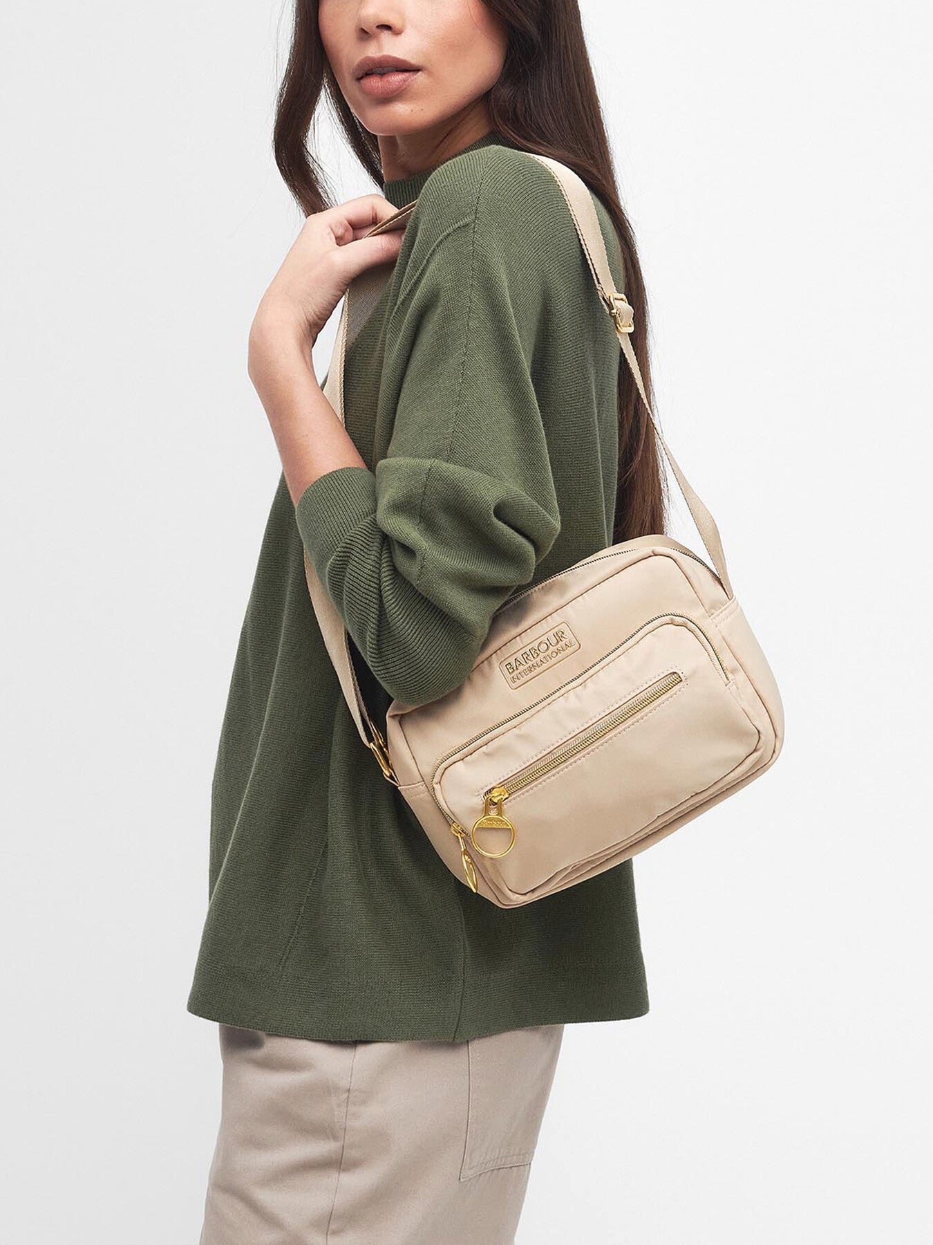 Qualify Nylon Small Crossbody Bag Beige