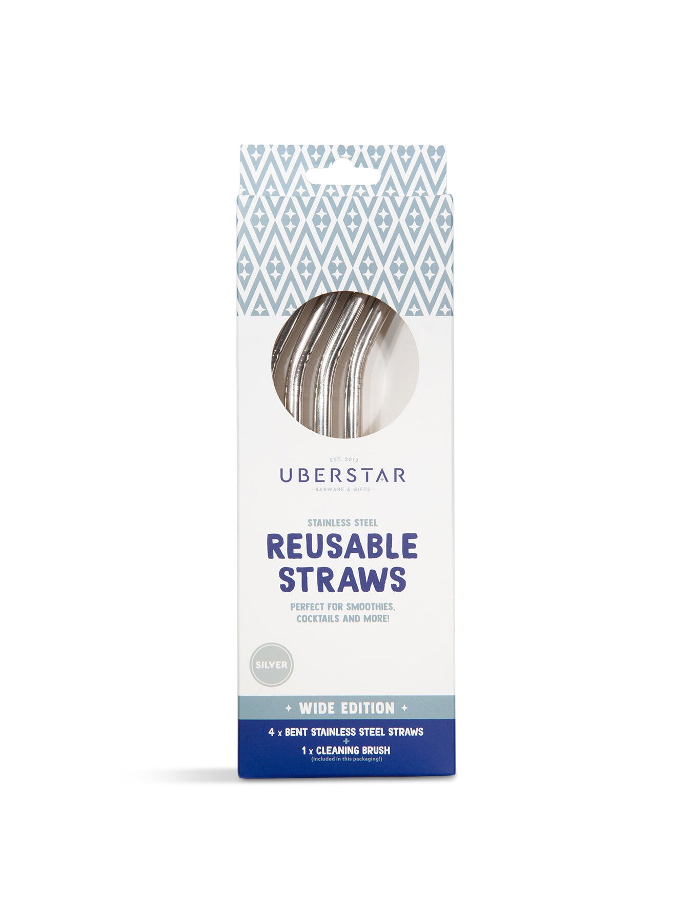 Reusable Metal Straws 4 Pack plus Cleaning Brush