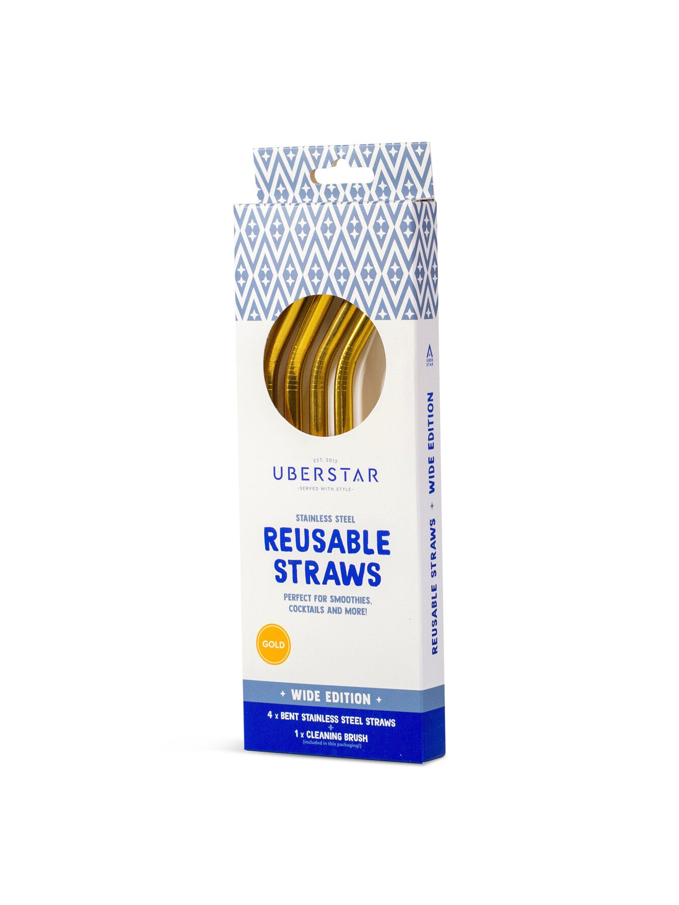 Reusable Metal Straws 4 Pack plus Cleaning Brush