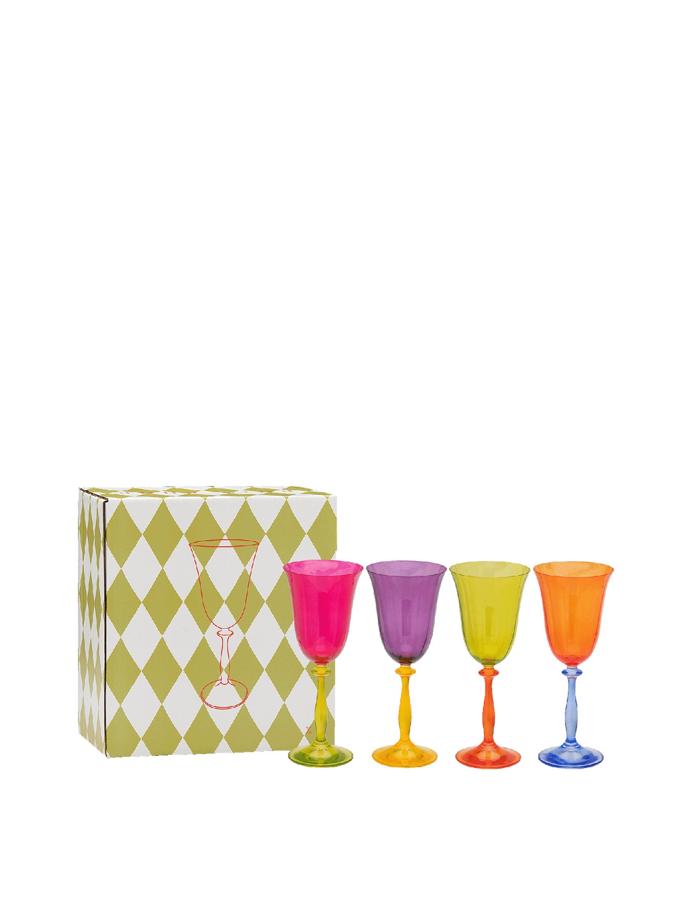 Multicoloured Wine Glass Set of 4