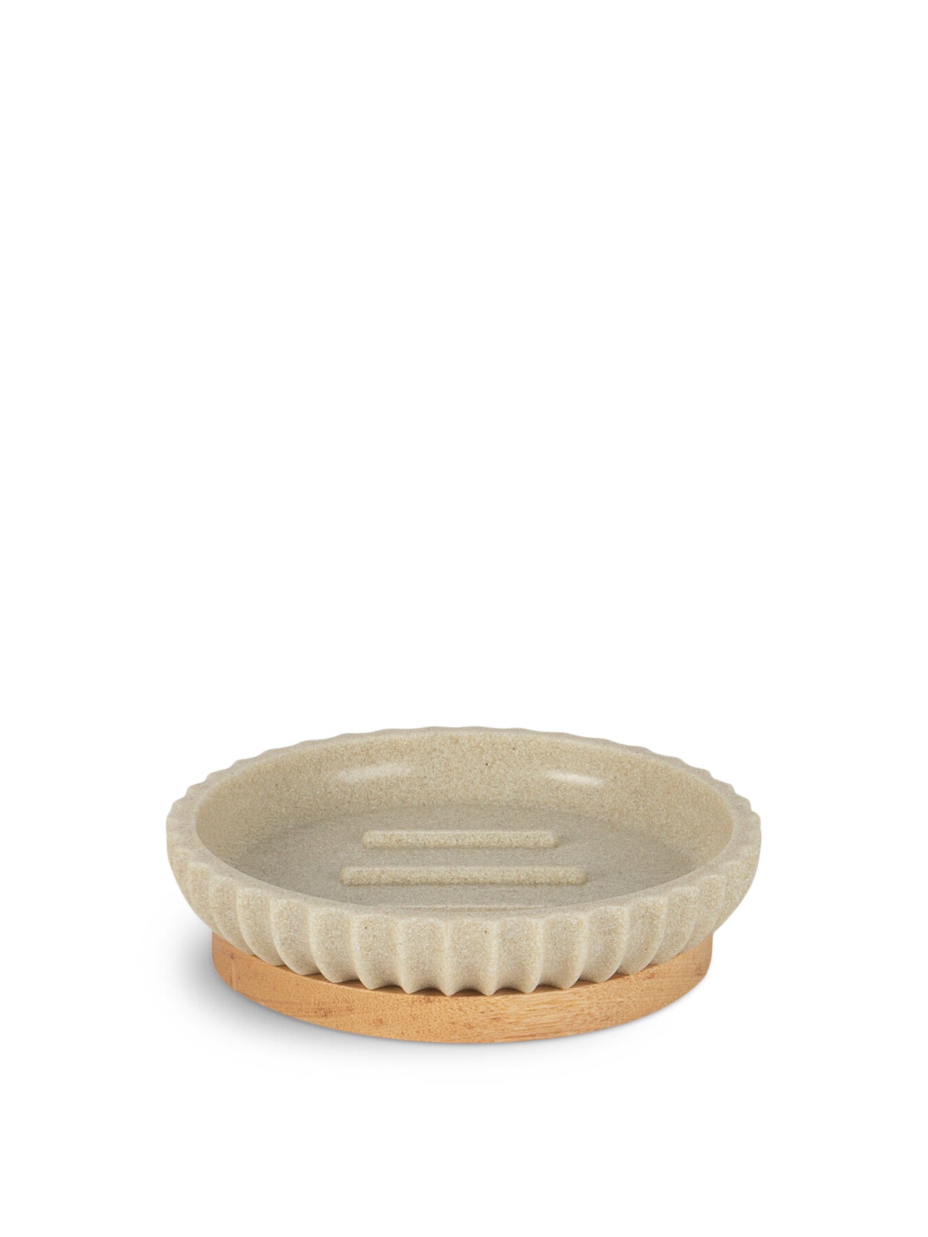 Beige Wooden Resin Soap Dish