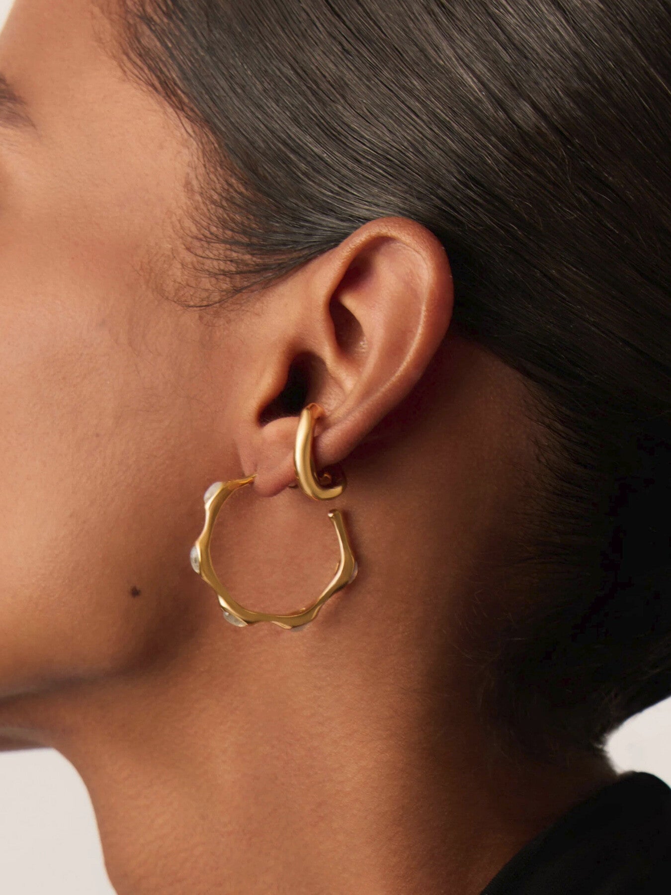 Magma Gemstone Medium Hoop Earrings