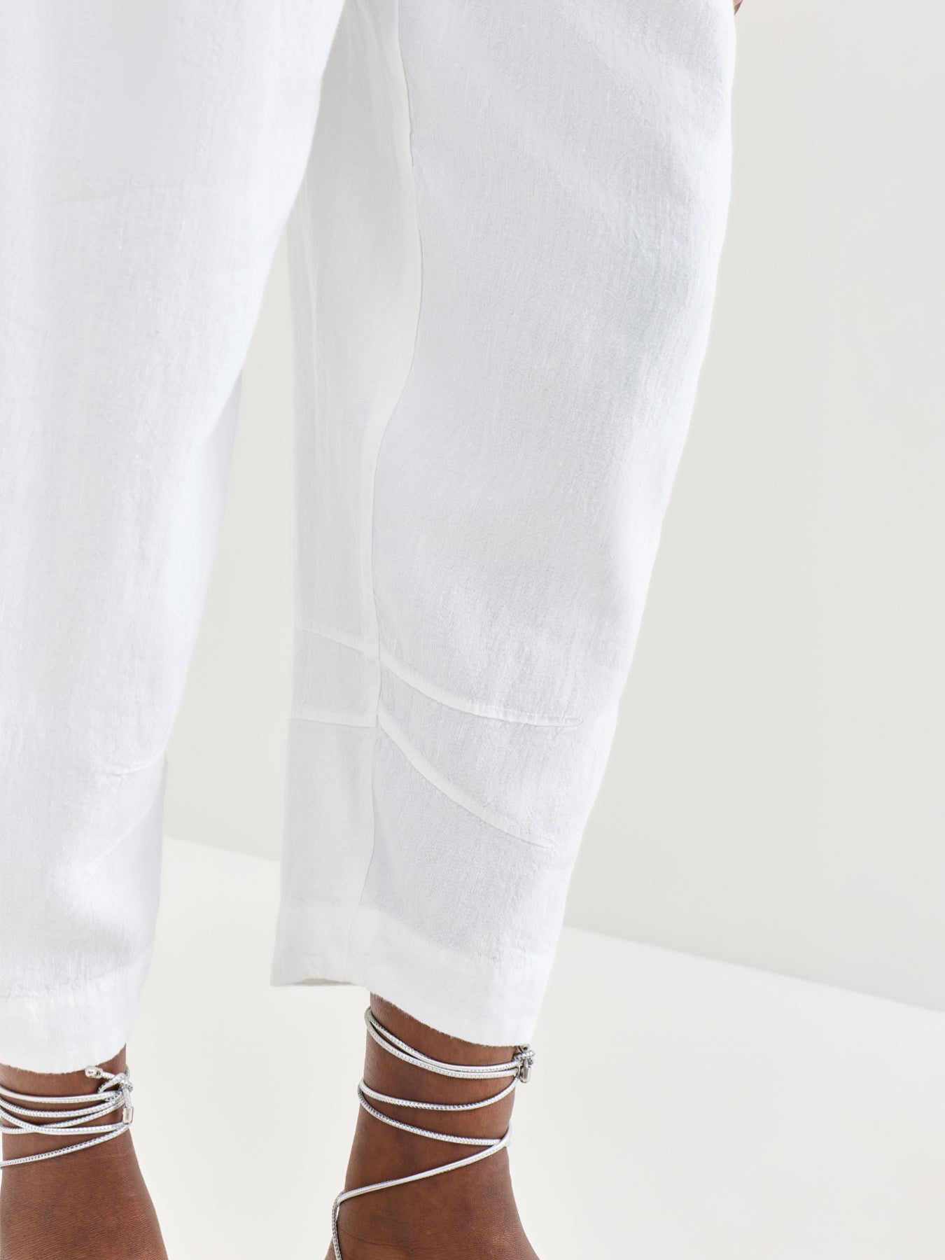Heavy Twisted Linen Bubble Trousers White