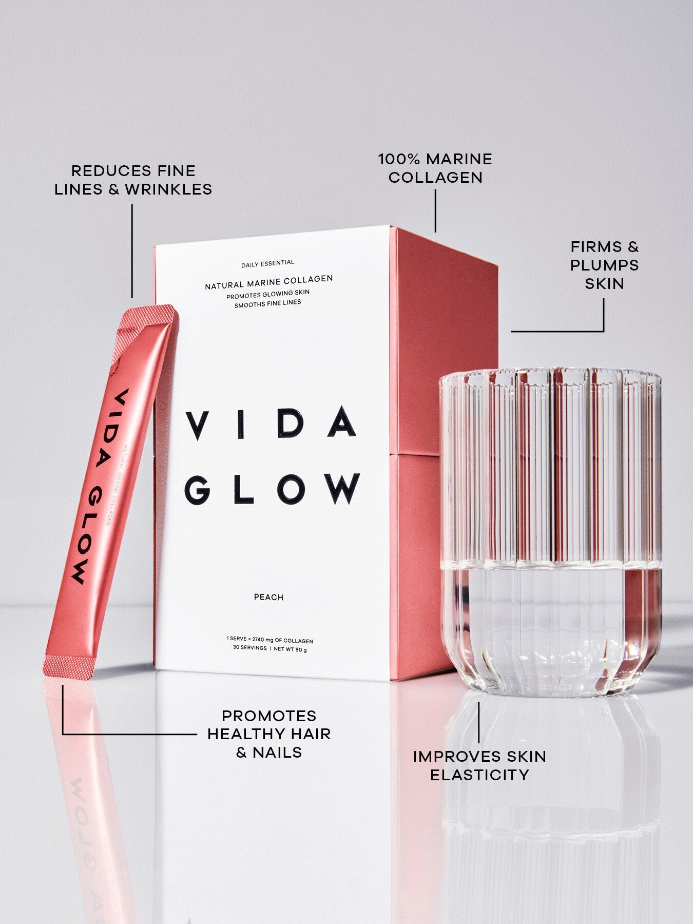 Natural Marine Collagen Sachets Peach 90g