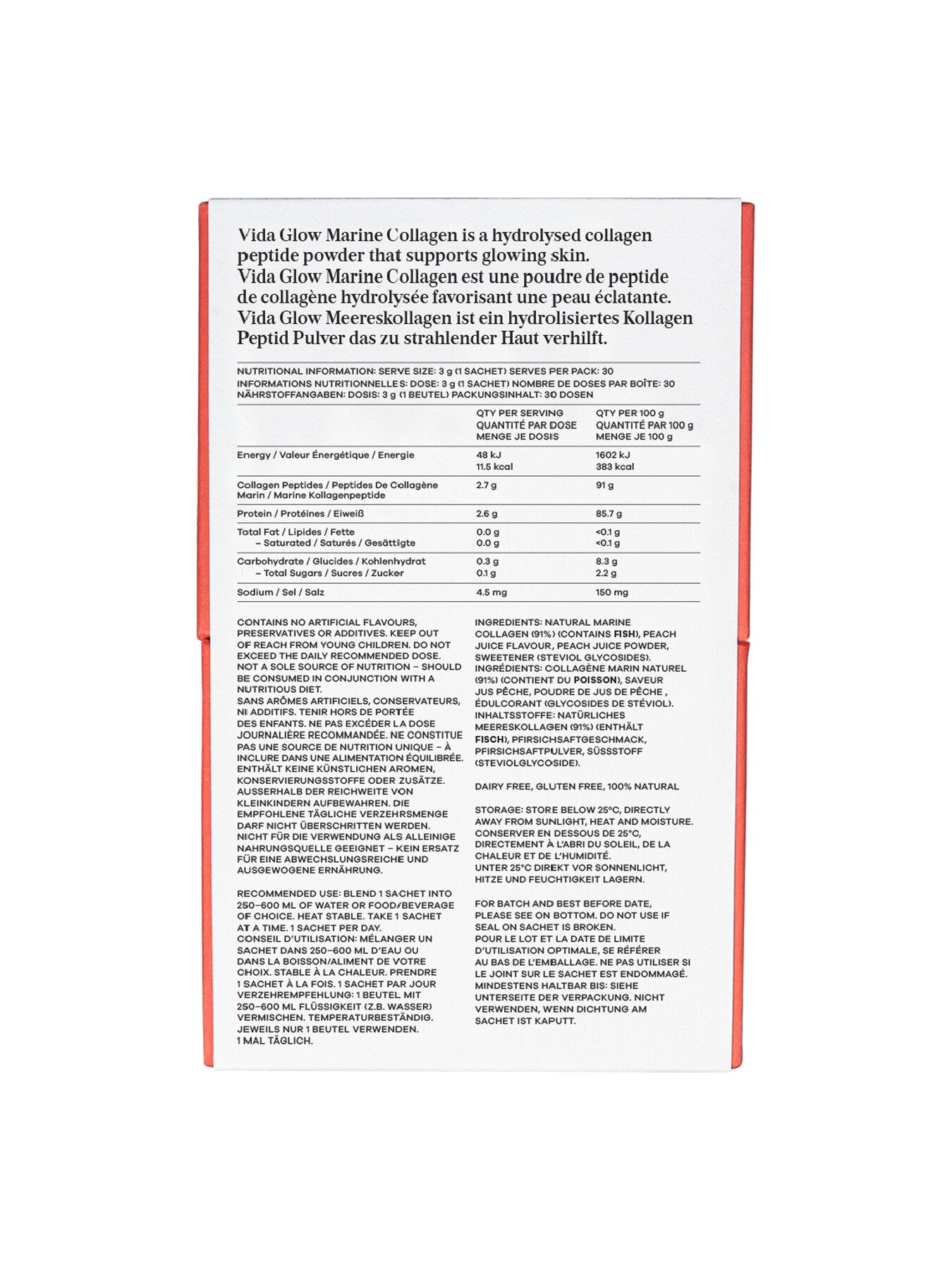 Natural Marine Collagen Sachets Peach 90g