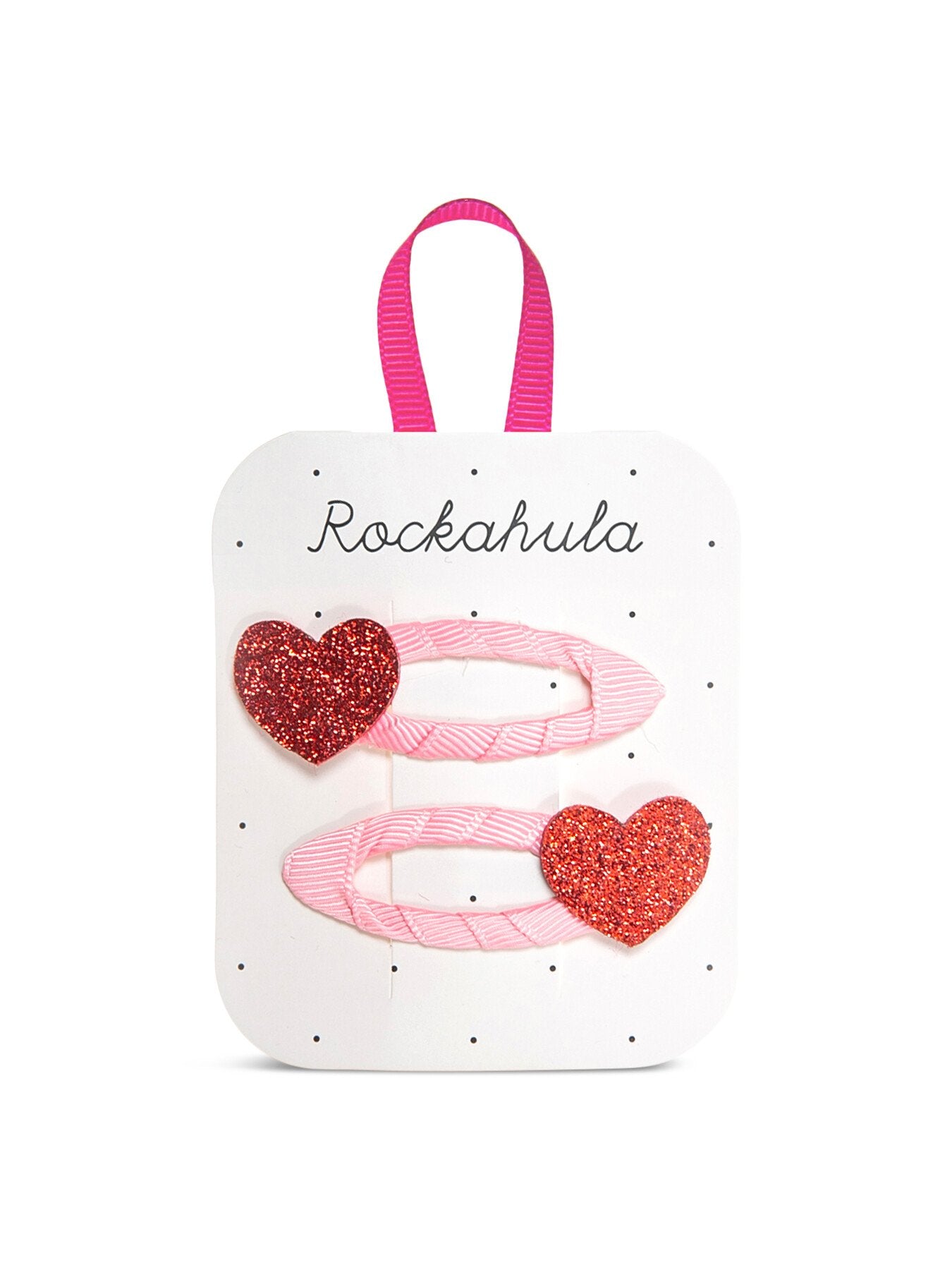 Love Heart Glitter Hair Clips Pink