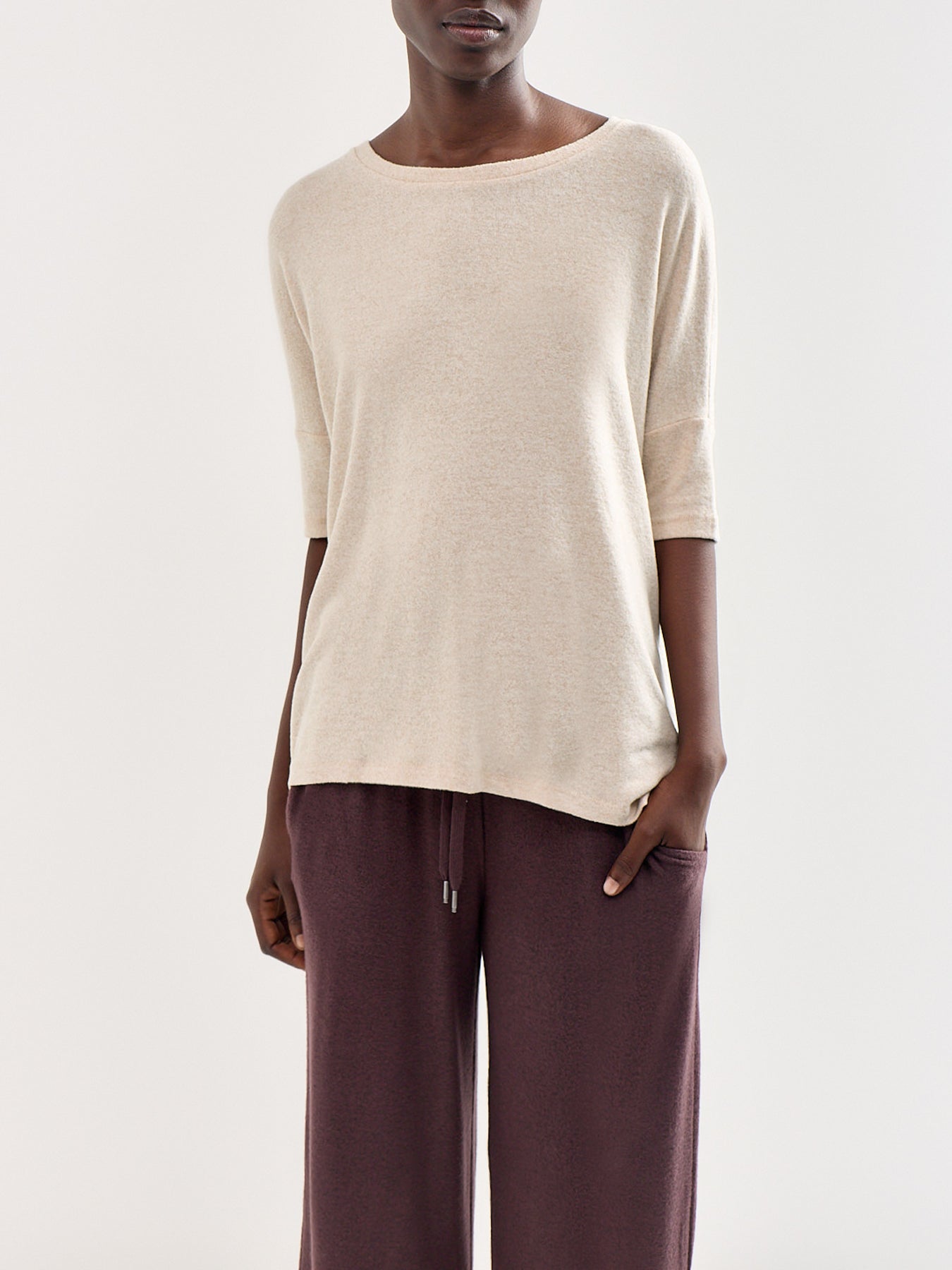 Biara Short Sleeve Knit Top Cream