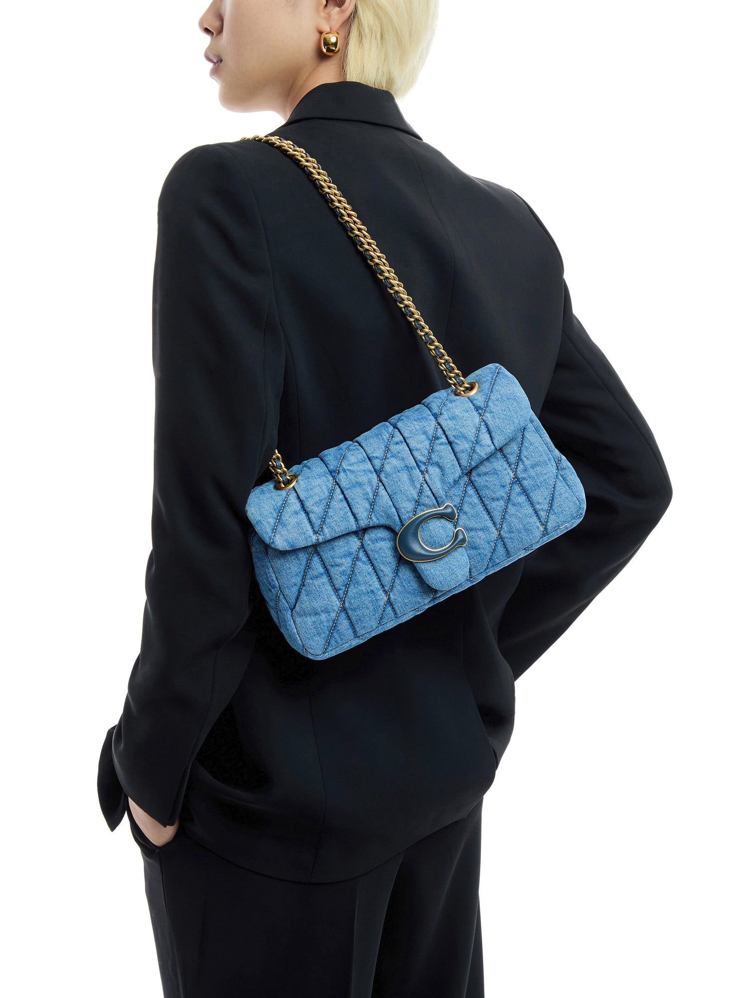 Tabby Quilted Shoulder Bag 26 Indigo
