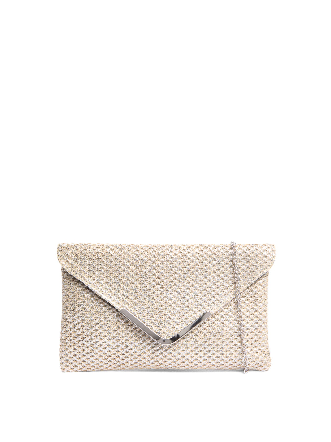 Raffia Envelope Metallic Clutch with chain