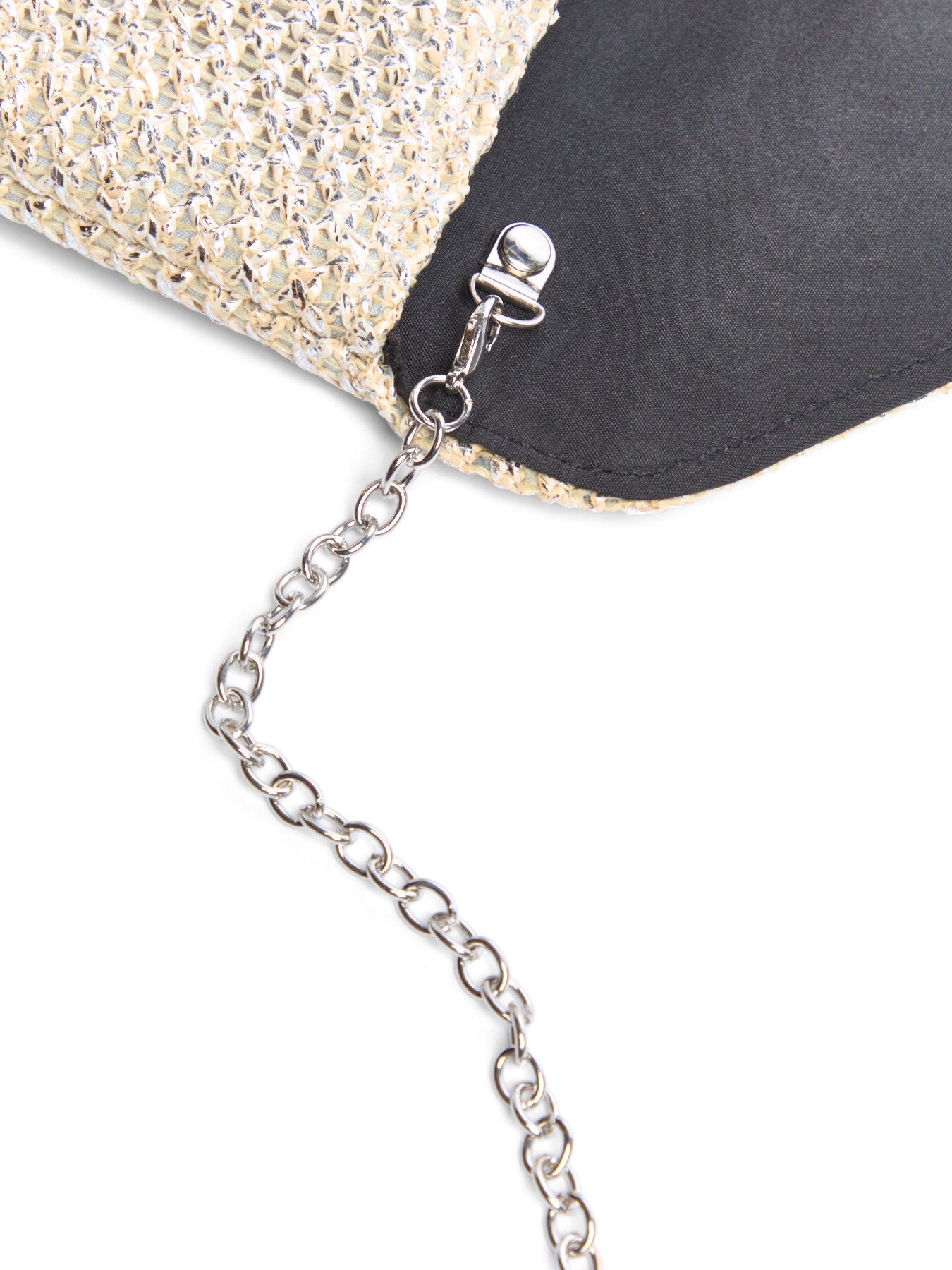 Raffia Envelope Metallic Clutch with chain