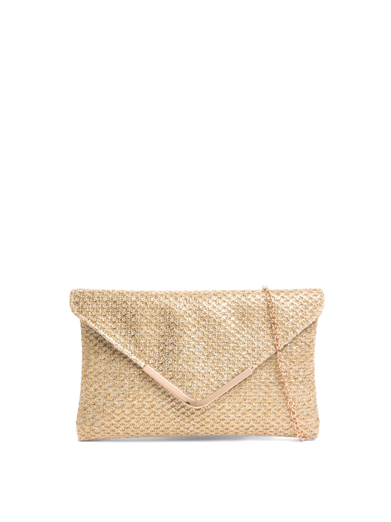 Raffia Envelope Metallic Clutch with chain