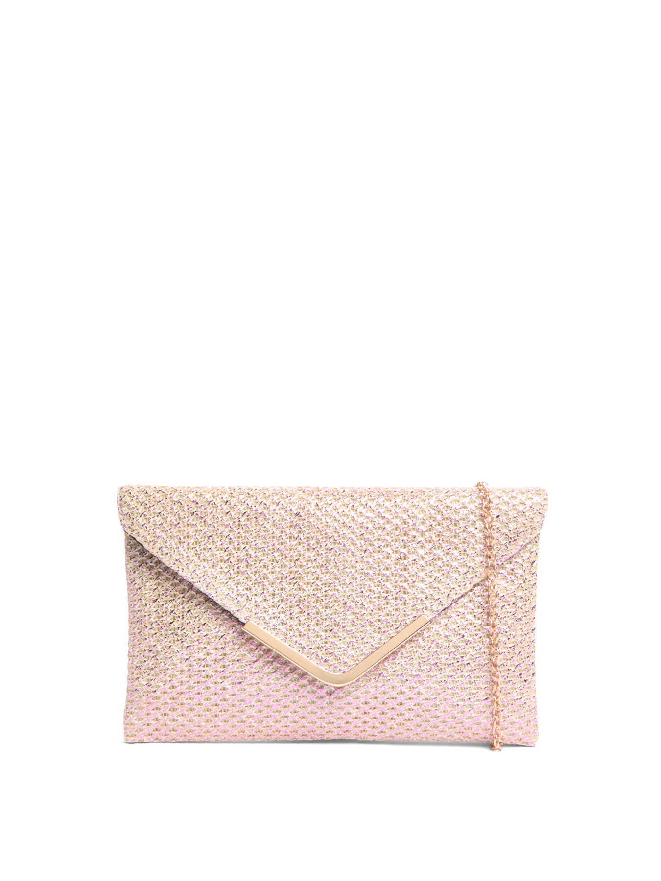 Raffia Envelope Metallic Clutch with chain