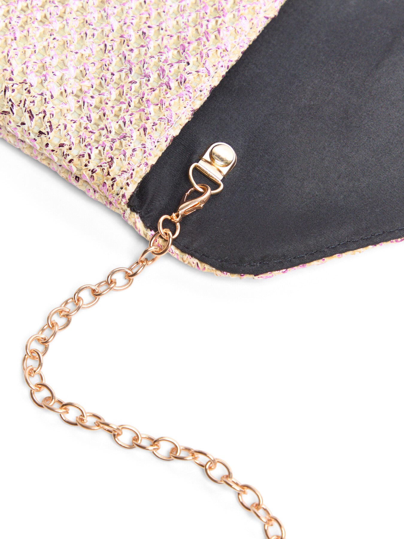 Raffia Envelope Metallic Clutch with chain