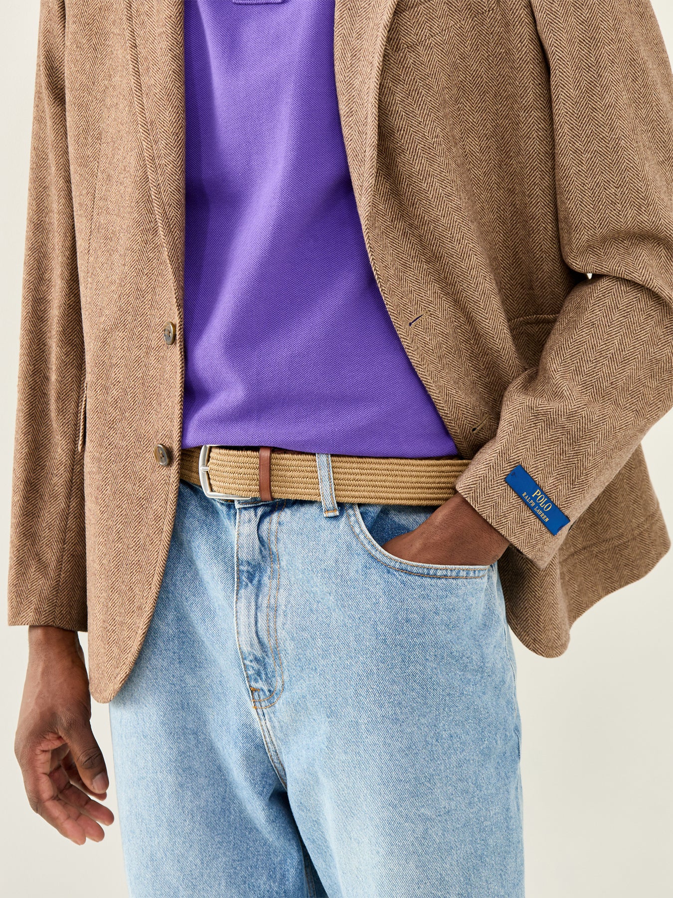 Braid Stretch Casual Belt Brown