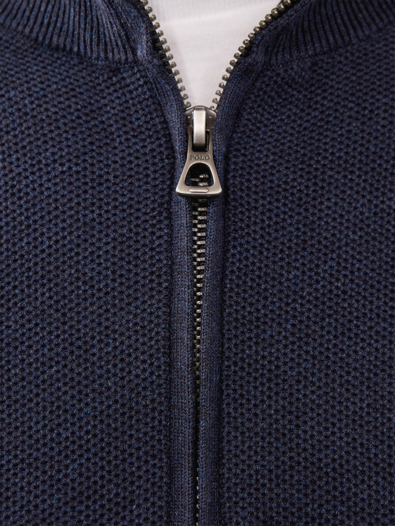 Pique Textured 1/4 Zip Knit Navy