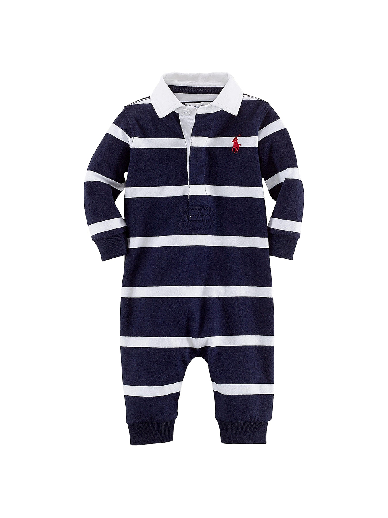 Baby Rugby Stripe One Piece Coverall Blue