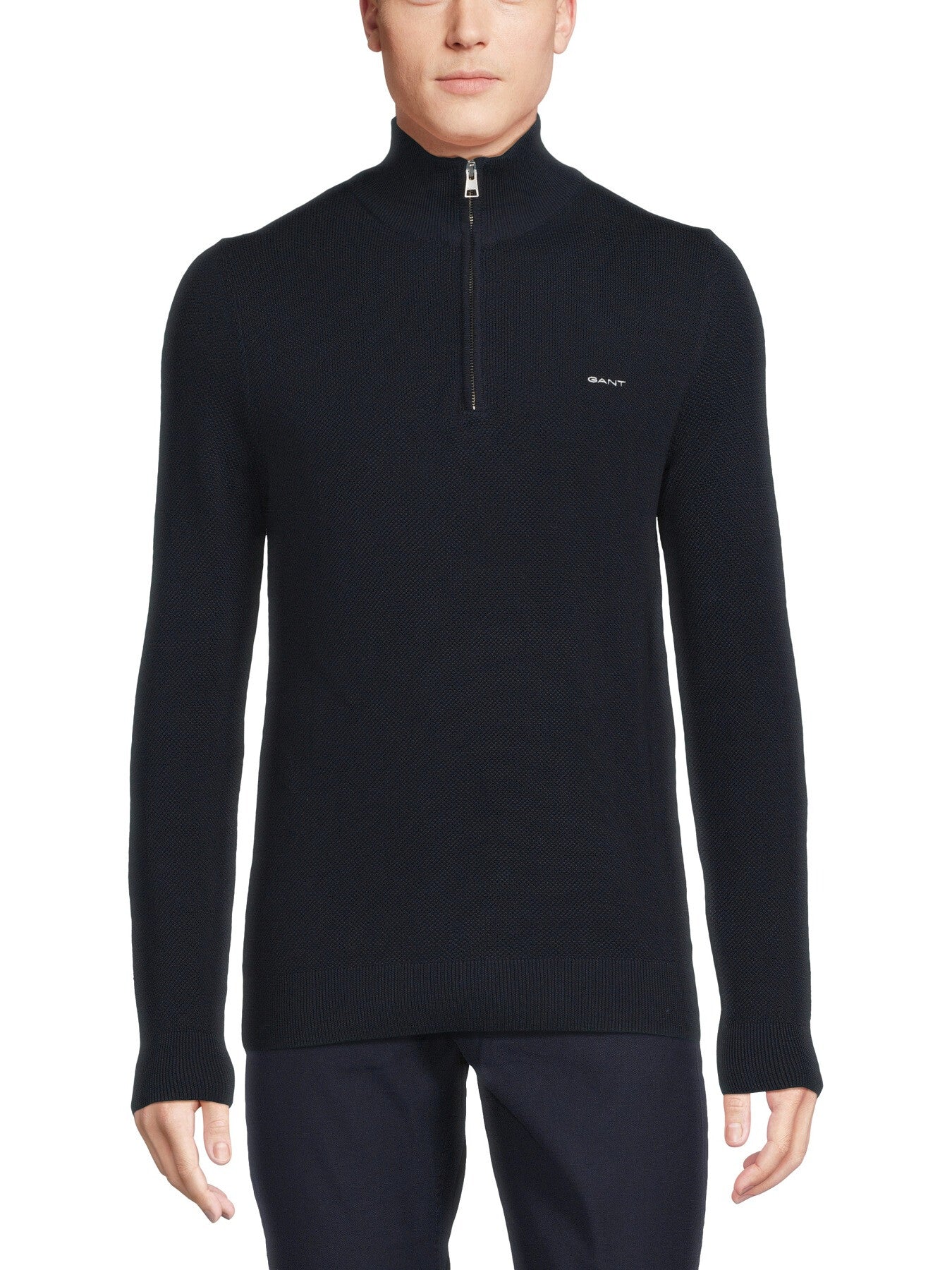 Cotton Pique Half Zip Sweat