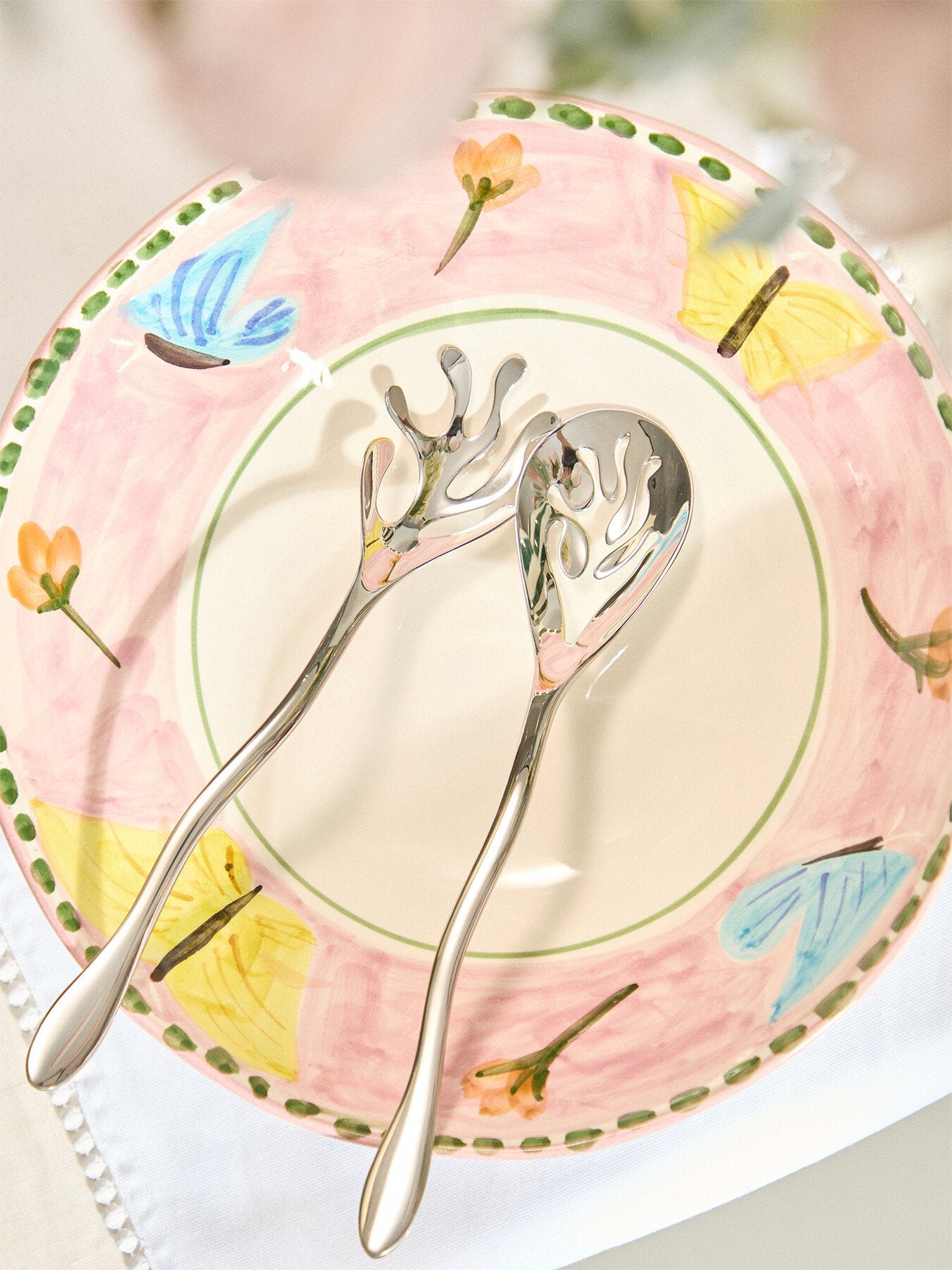 Materia Decorated Butterfly Salad Bowl