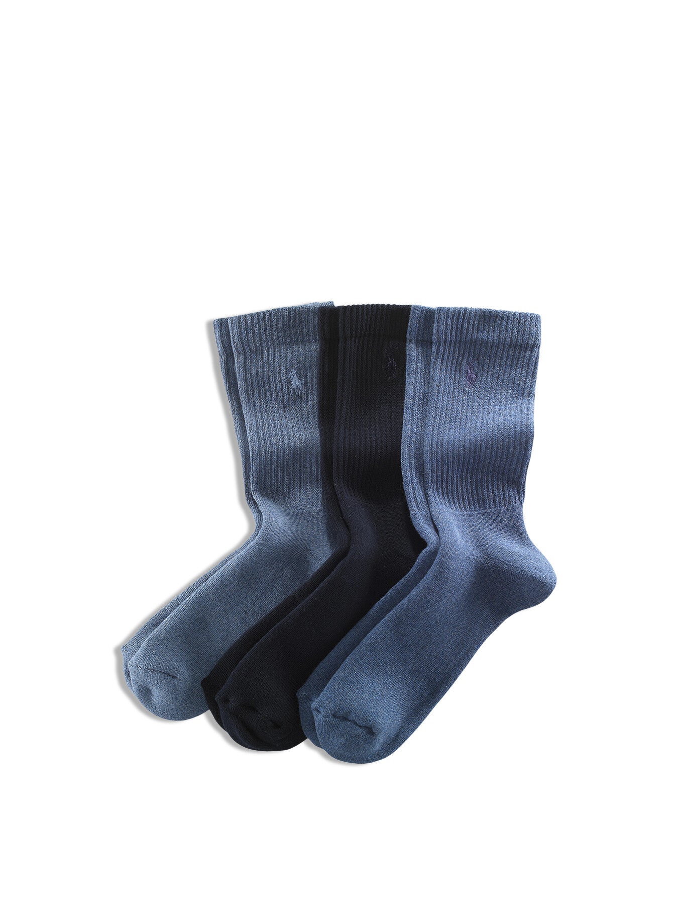 Three Pack Cotton Crew Socks Blue
