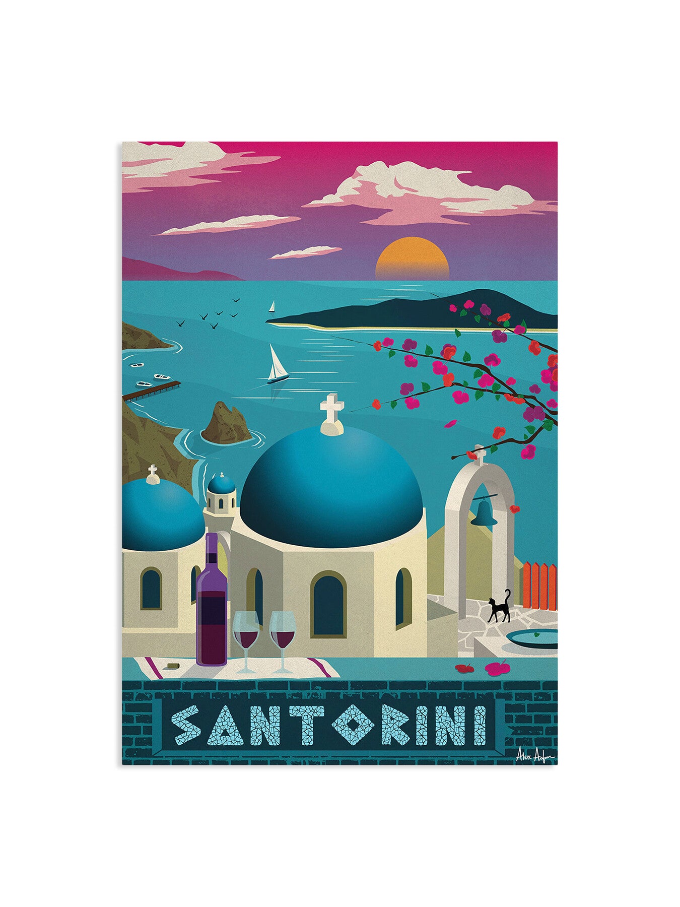 Alex Asfour Santorini Travel Poster