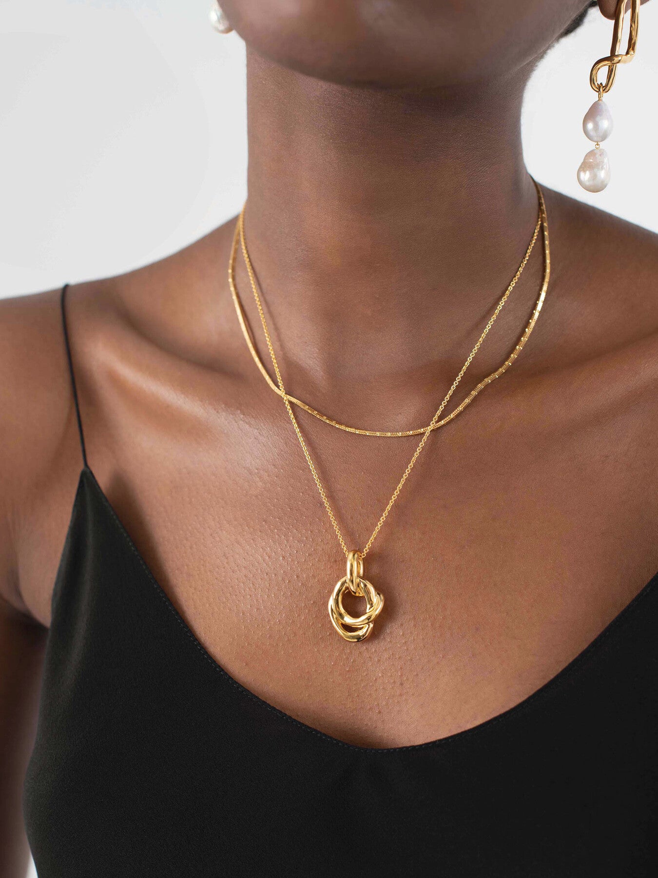 Molten Twisted Double Pendant Necklace
