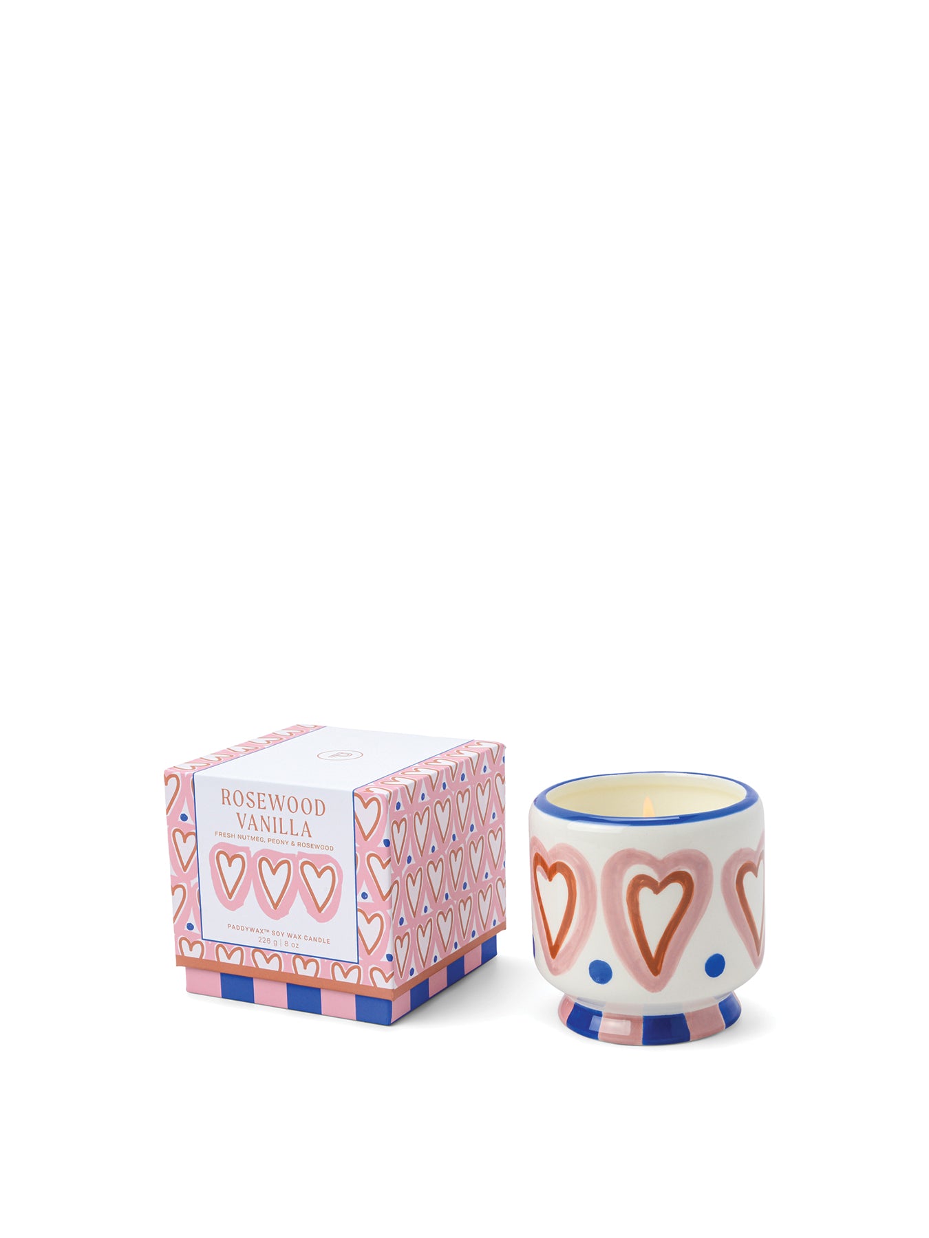Rosewood Vanilla Hearts Ceramic Candle