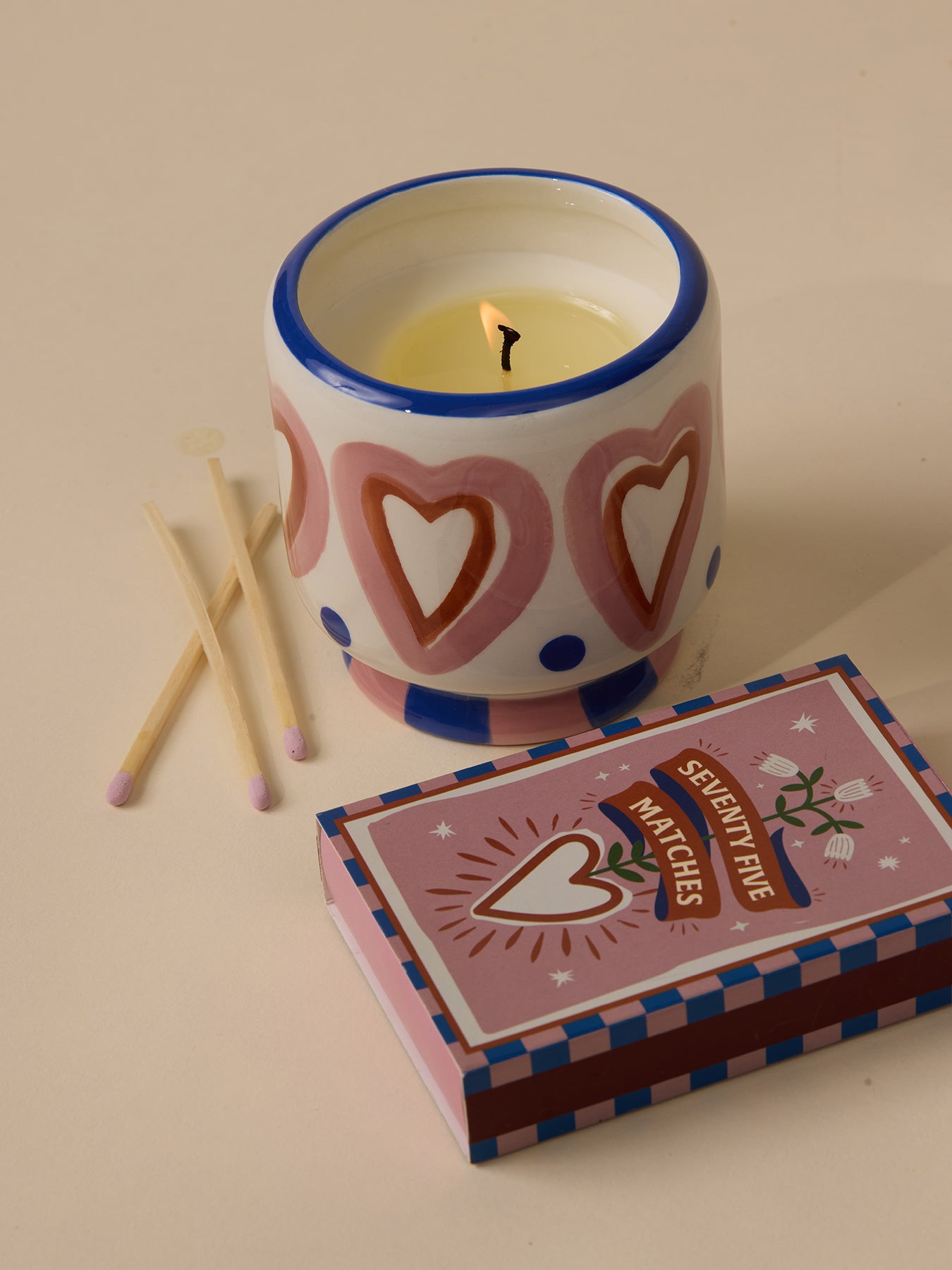 Rosewood Vanilla Hearts Ceramic Candle