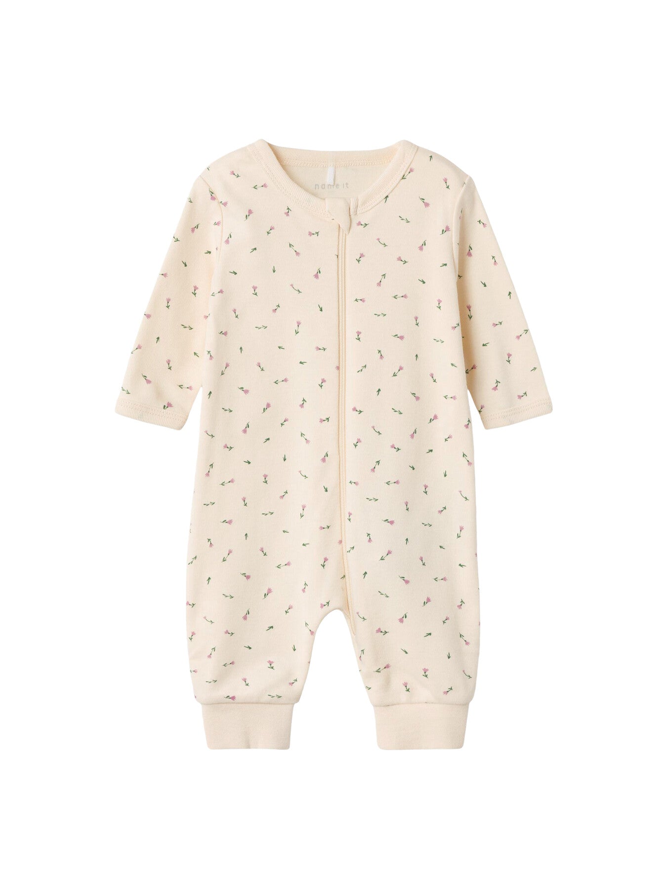 NBFNIGHTSUIT ZIP BUTTERCREAM FLORAL NOOS