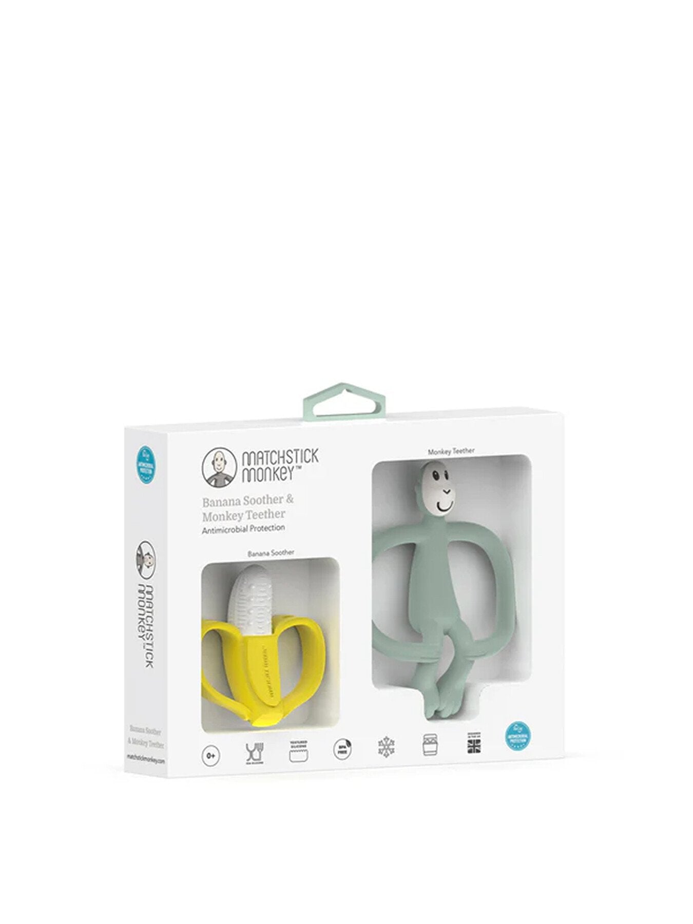 Banana and Monkey Teether Set Mint Green