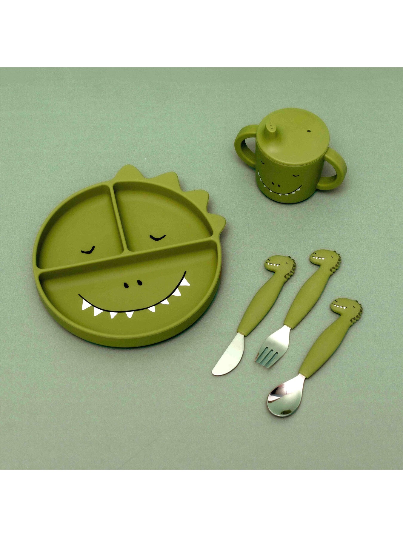 Mr Dino Silicone Cutlery Set 3 Pack
