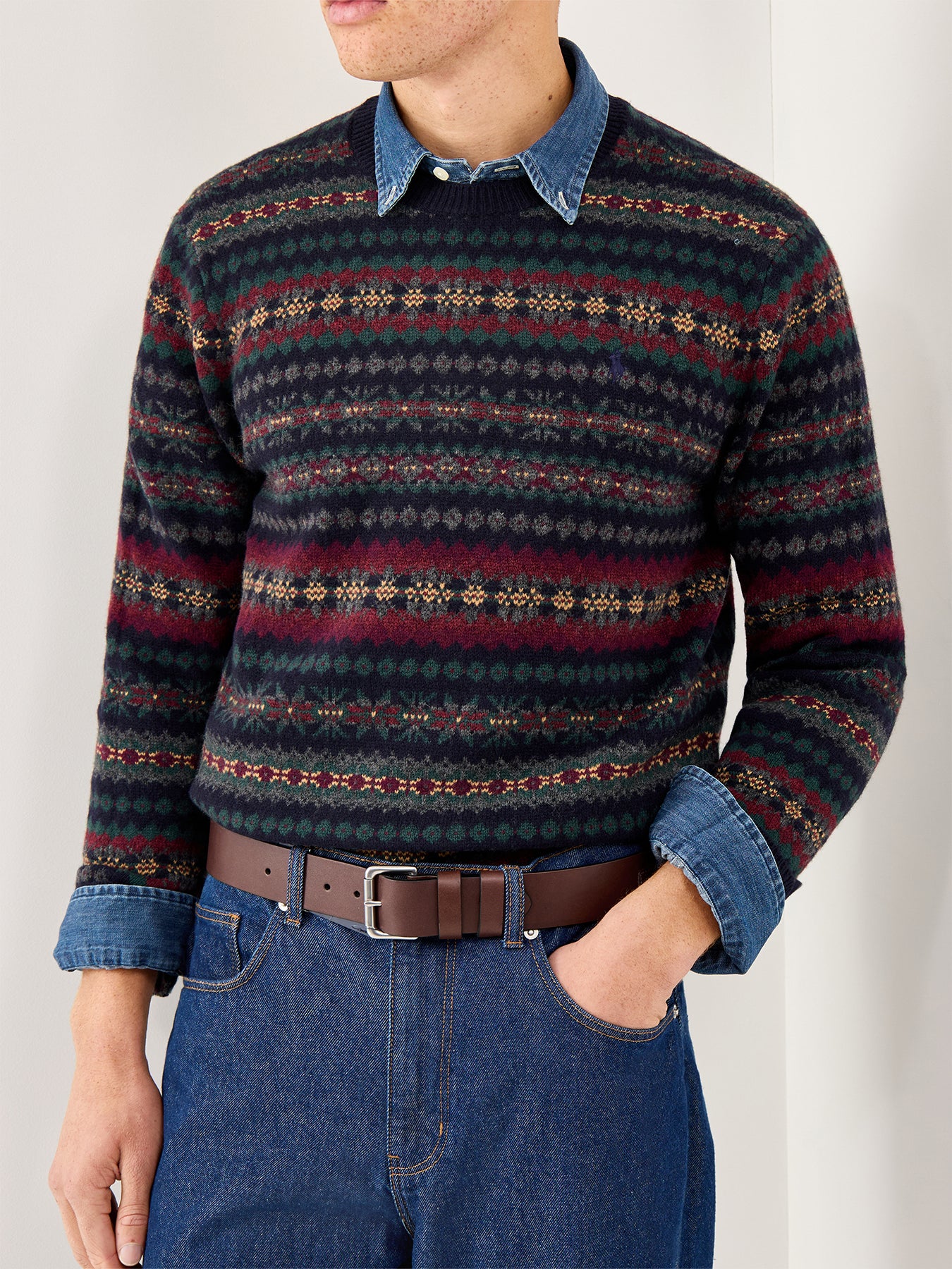 Leather Roller Buckle Belt Brown