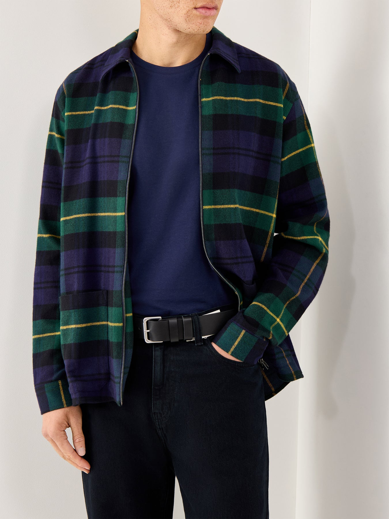 Leather Roller Buckle Belt Black