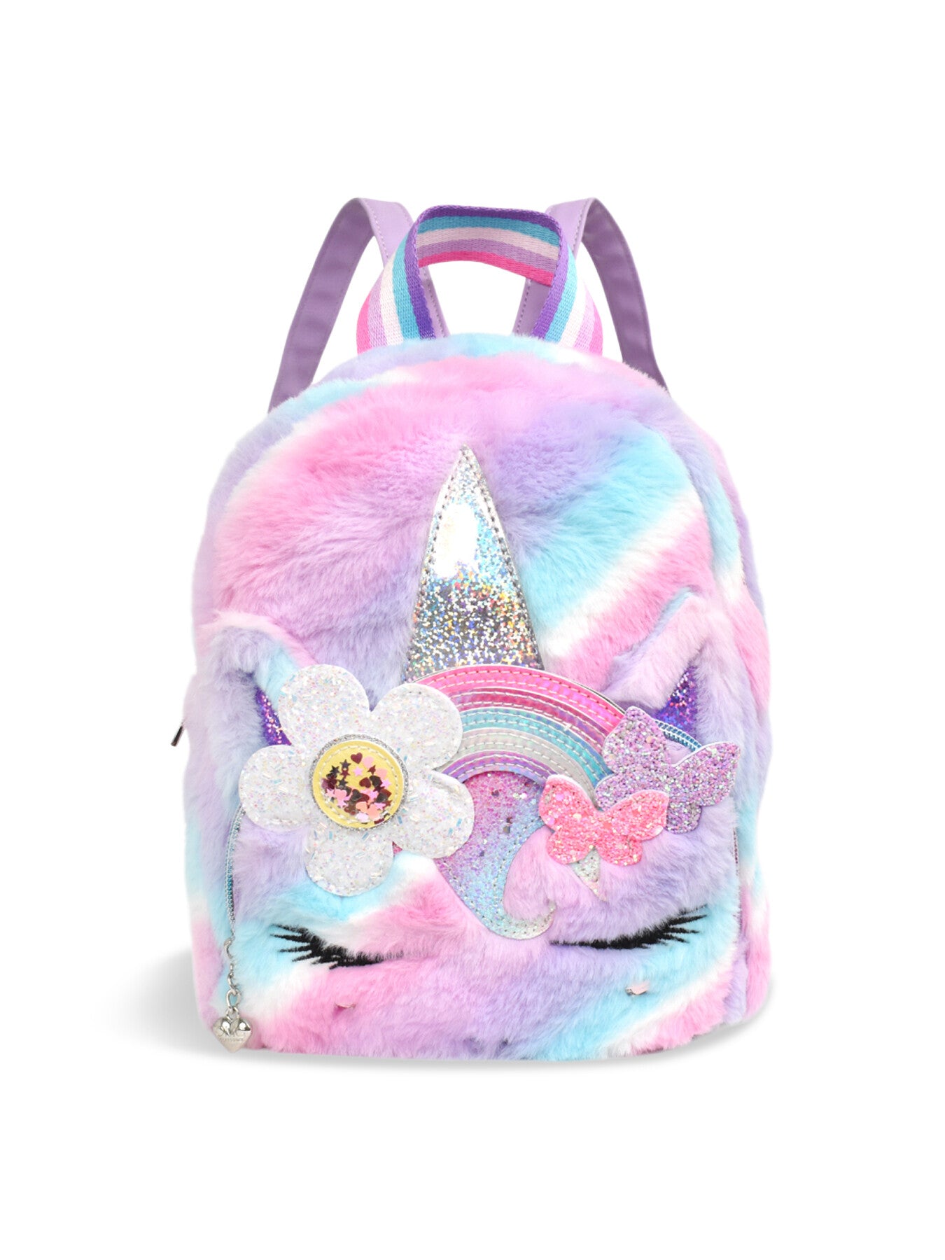 Gwen Daisy Rainbow Butterfly Crown Faux Fur Backpack Medium