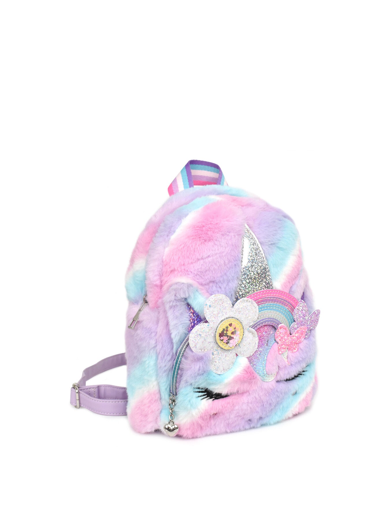 Gwen Daisy Rainbow Butterfly Crown Faux Fur Backpack Medium