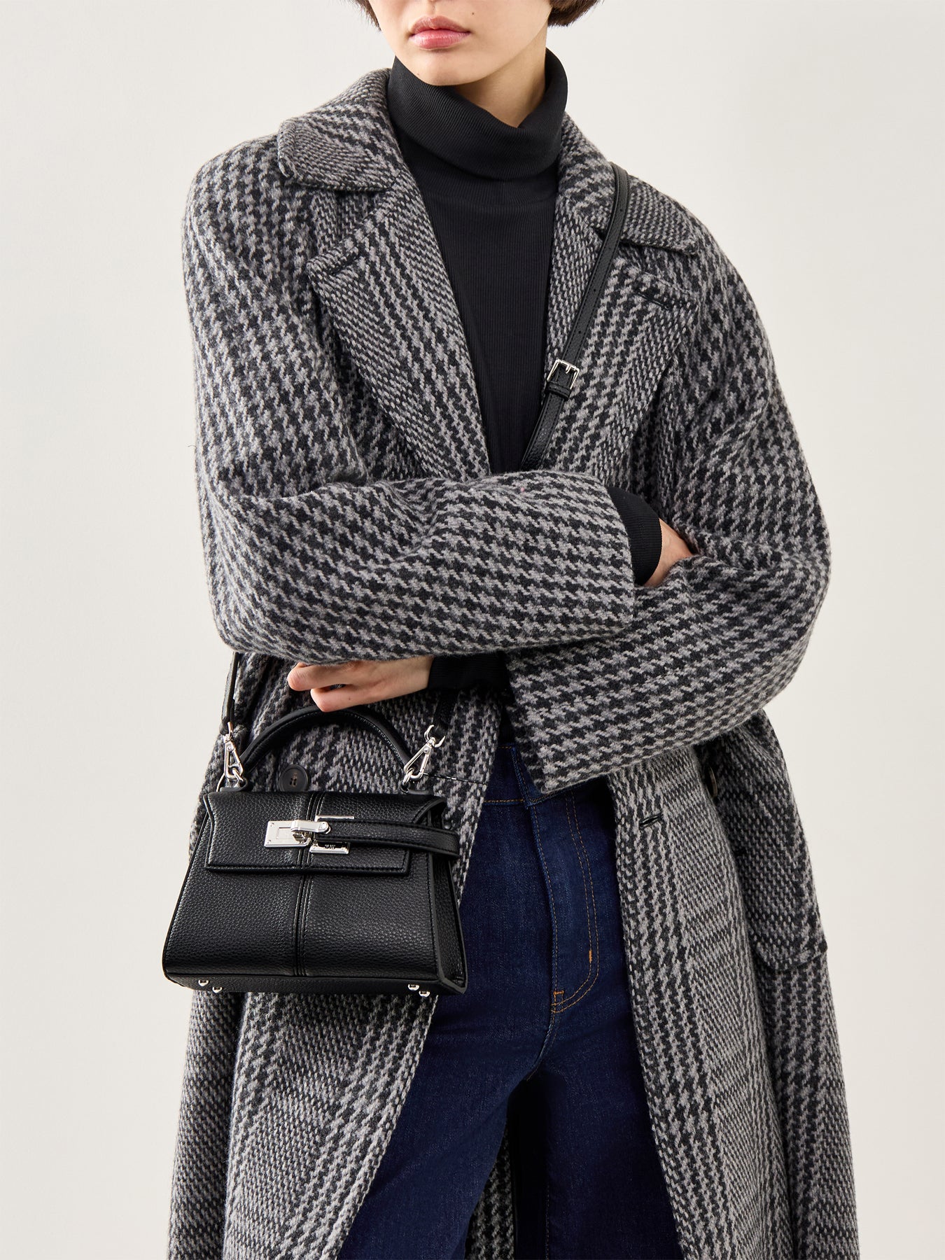 Elise Large Top Handle Vegan Leather Bag Black