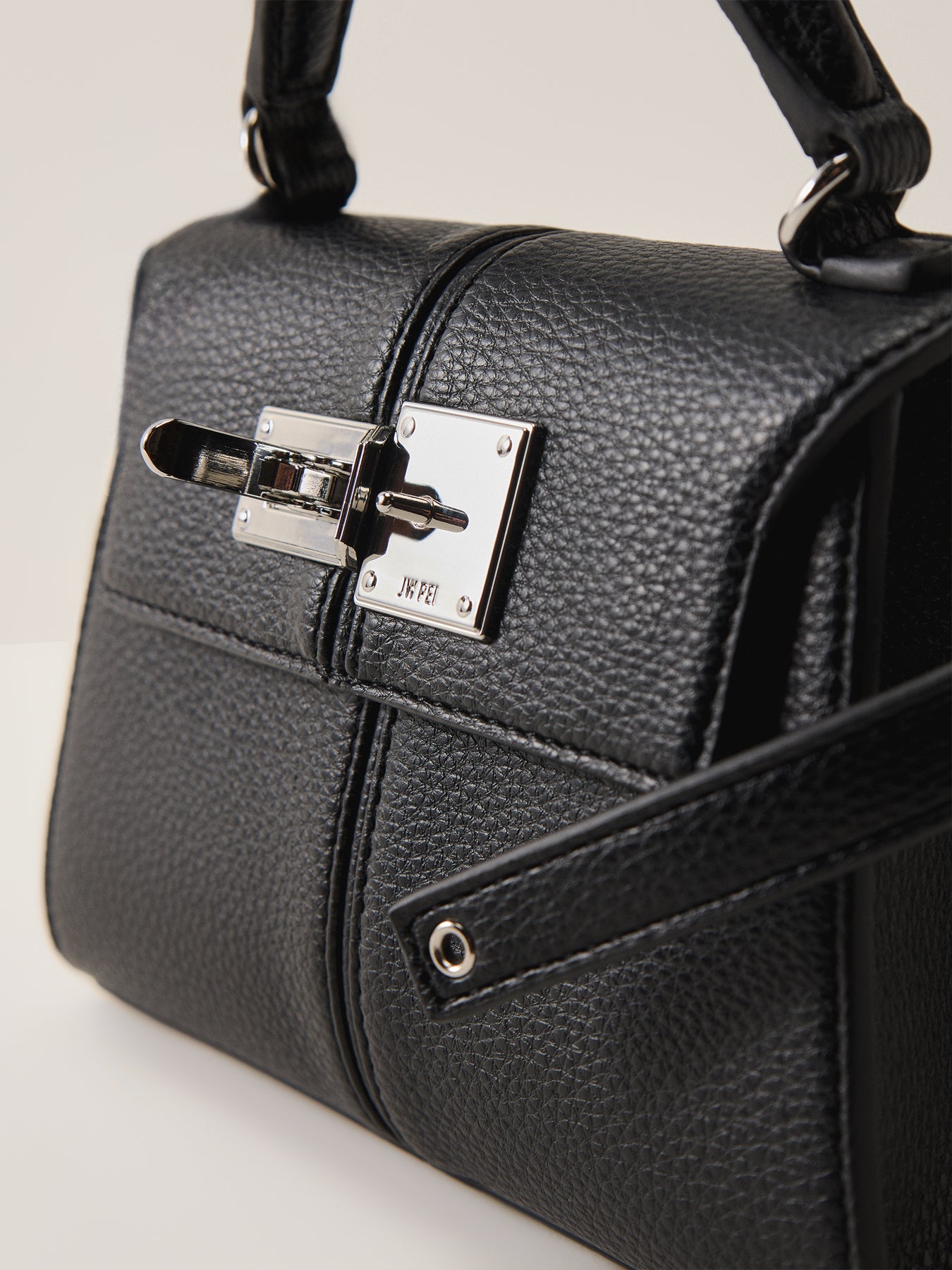 Elise Large Top Handle Vegan Leather Bag Black