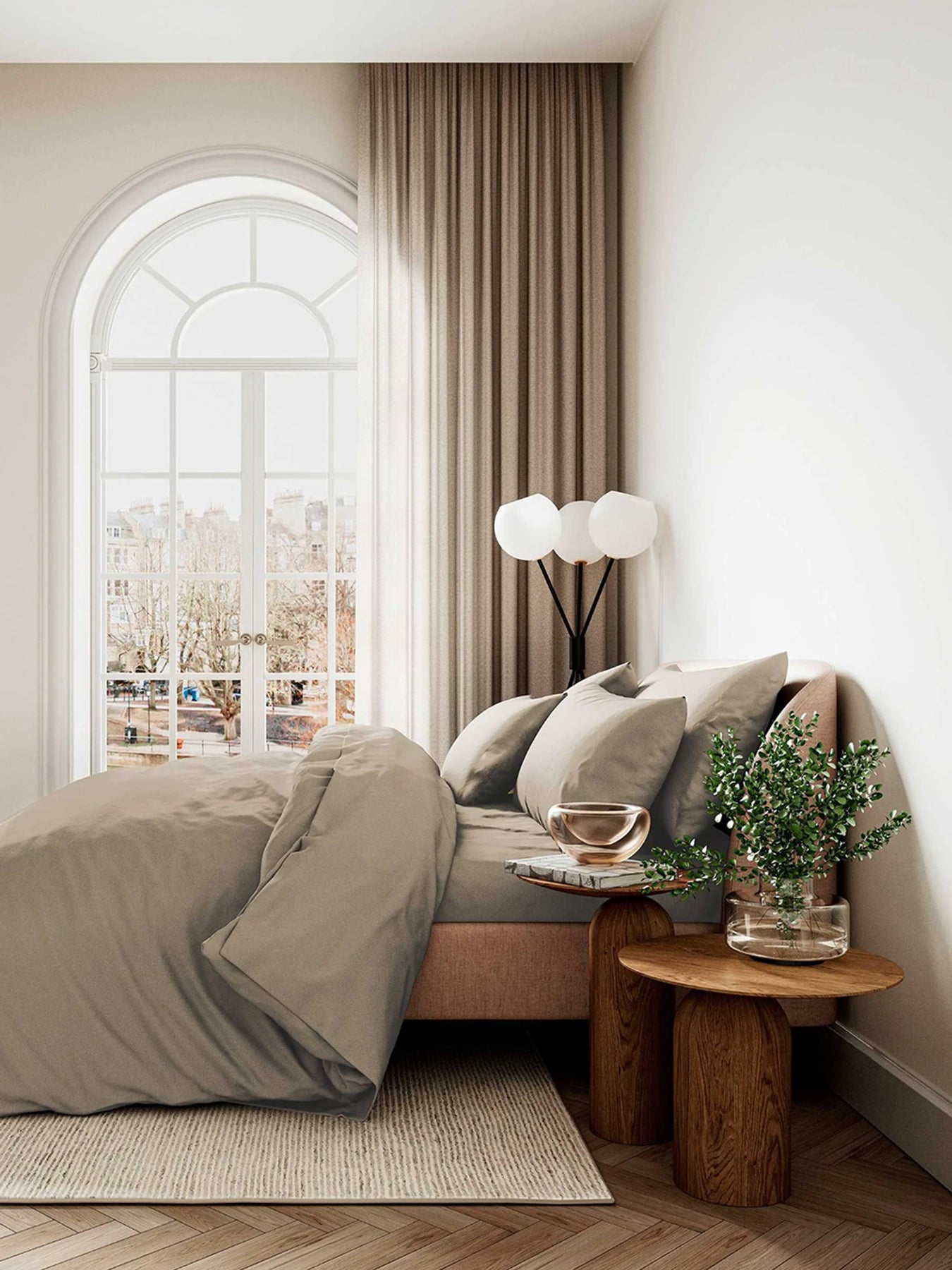 400 thread count Sateen Plain Dye Cover Set Brown