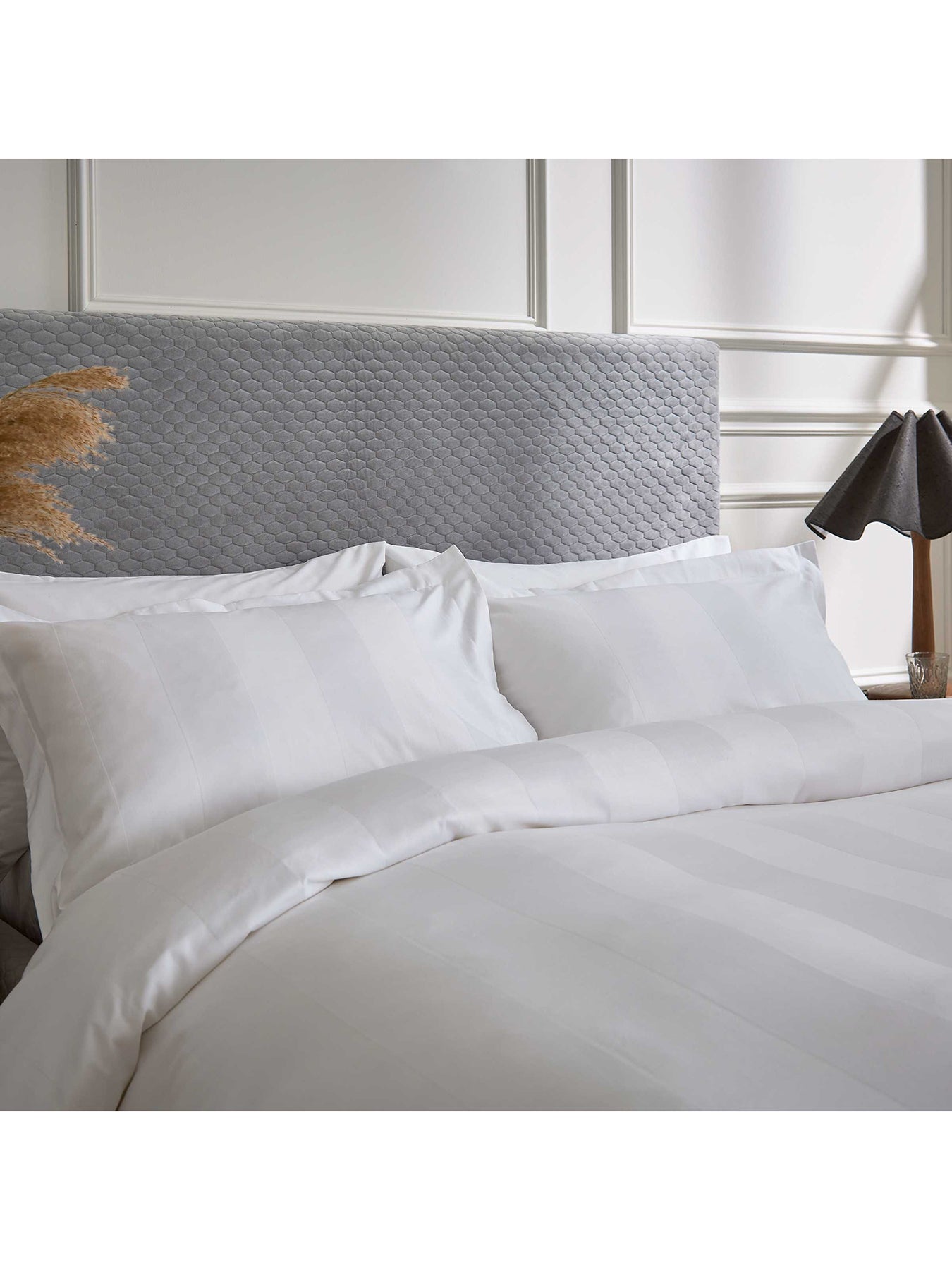 Serra Dobby Stripe Bedding Cover Set White