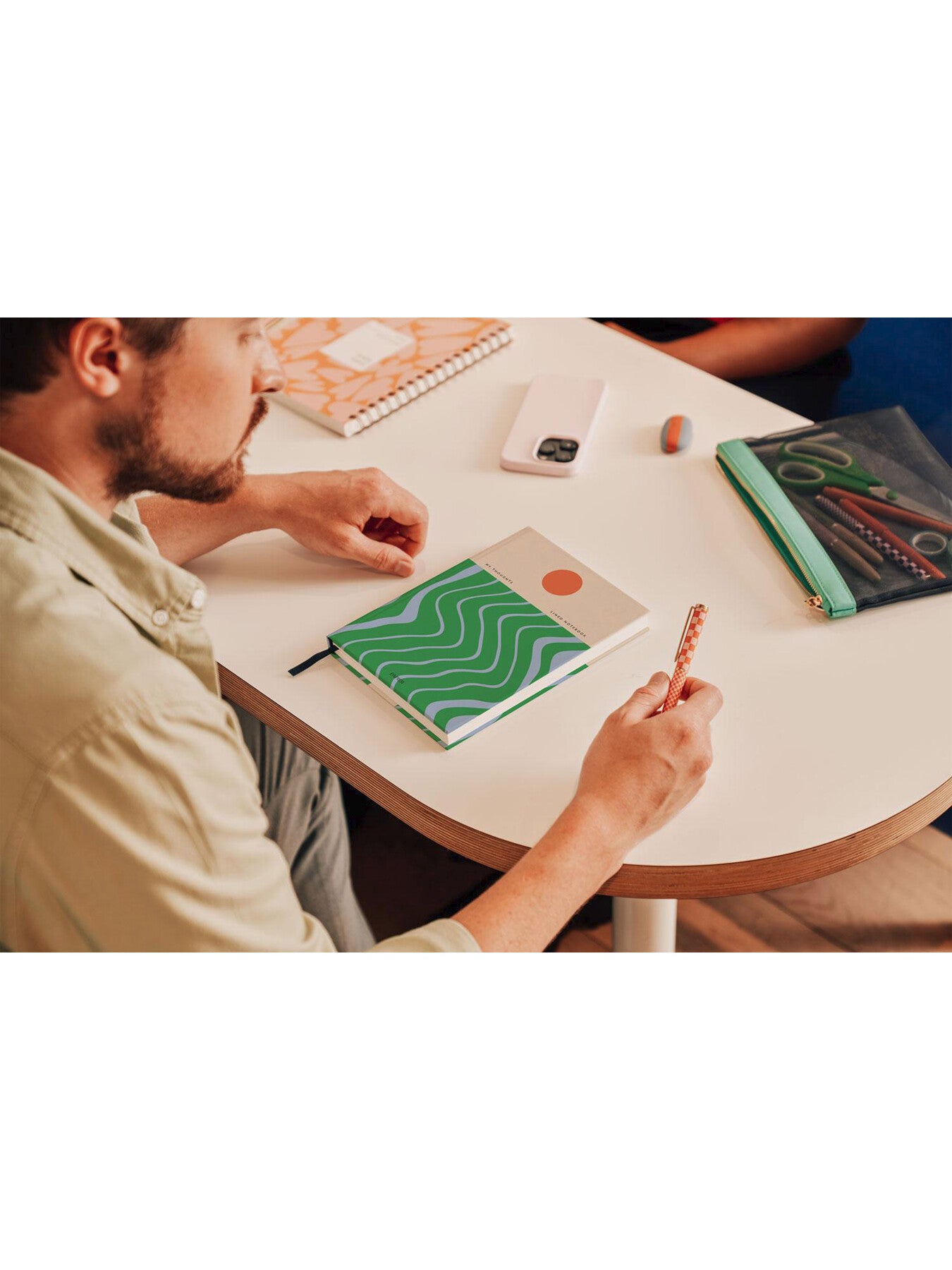 Beach Towel A5 Hardcover Lined Notebook Green