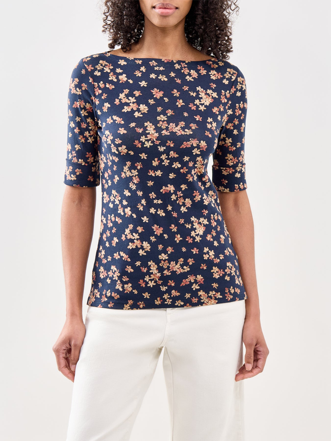 Judy Mid Sleeve T Shirt NAVY MULTI